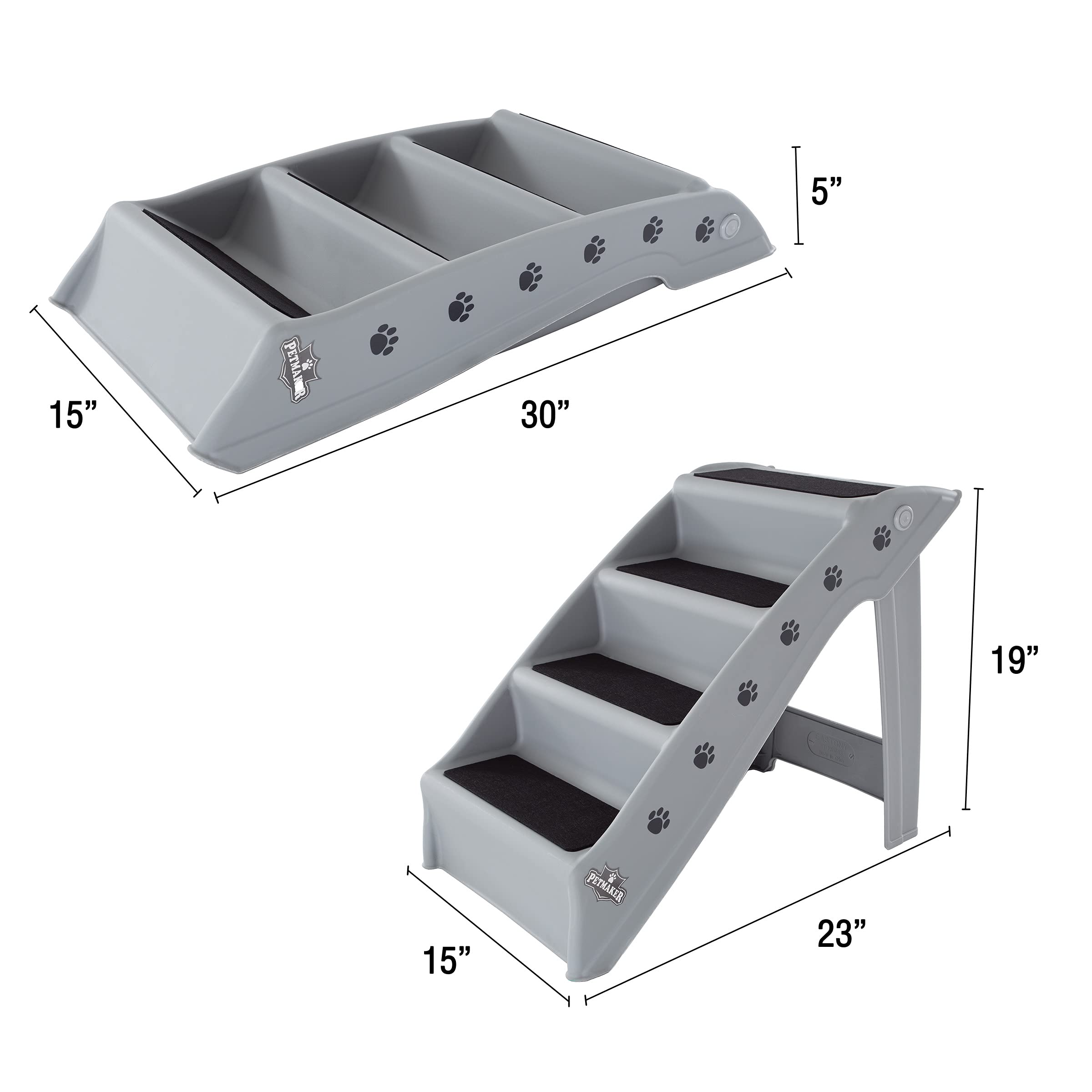 Dog Stairs - Pet Stairs With 4-Step Design For Beds, Couches, Cars - Pet Steps For Puppies, Kittens, And Small Pets By Petmaker