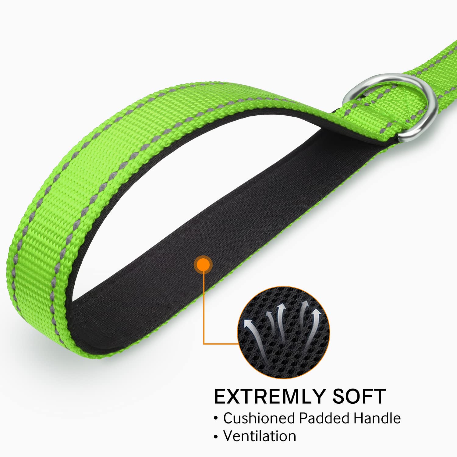 Joytale Double-Sided Reflective Dog Leash, 6 Ft/5 Ft/4 Ft, Padded Handle Nylon Dogs Leashes For Small & Medium Dogs Walking, Green, 6Ft