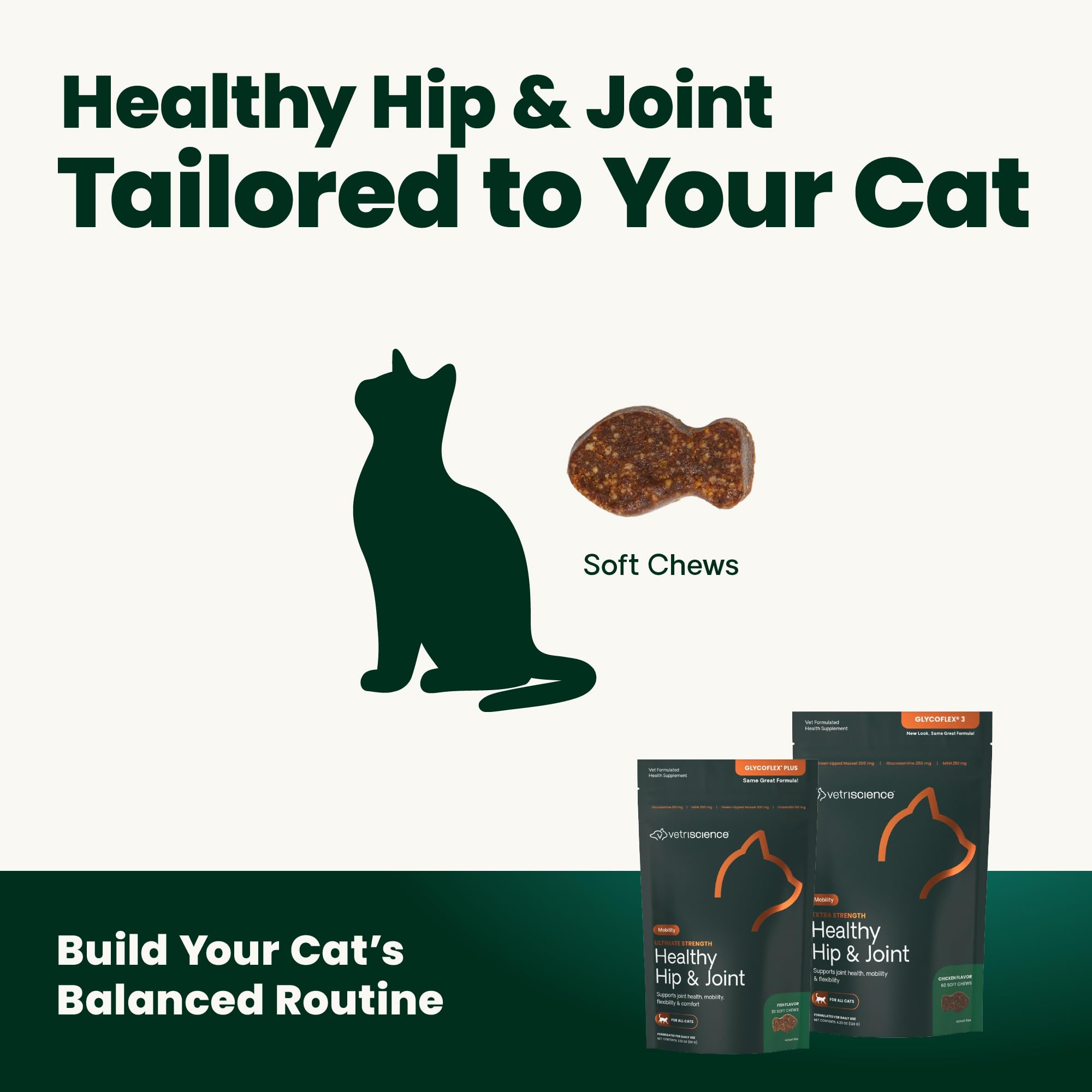 VetriScience Ultimate Strength Healthy Hip & Joint Chews, GlycoFlex Glucosamine, Chondroitin and Green-Lipped Mussel Joint Suppl