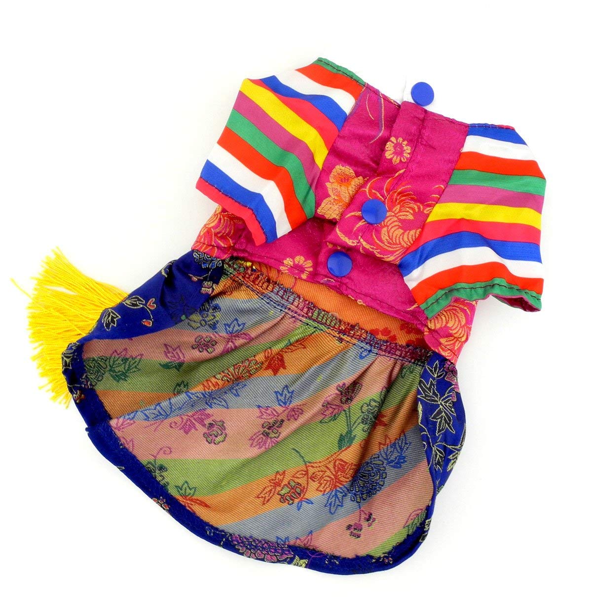 Selmai Ethnic Dog Costume Korean Traditional Knot Pendant Norigae Hanbok Embroidery Silk Pet Clothes Outfit Color Dress For Smal