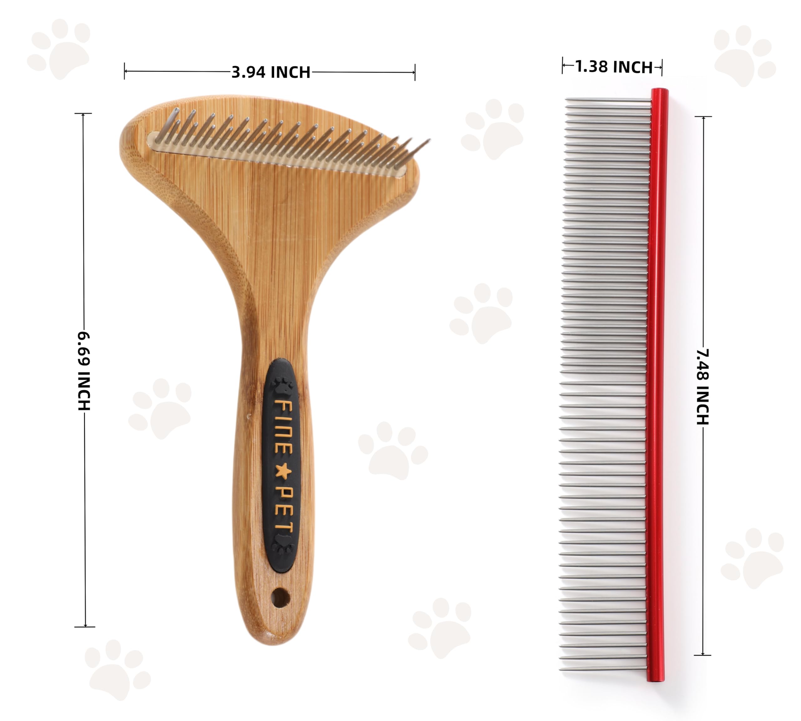 Vimfashi Dog Rake For Undercoat & Stainless Steel Shedding Comb For Long Hair Dogs And Cats 2 Pack Pet Grooming Kit Of Desheddin