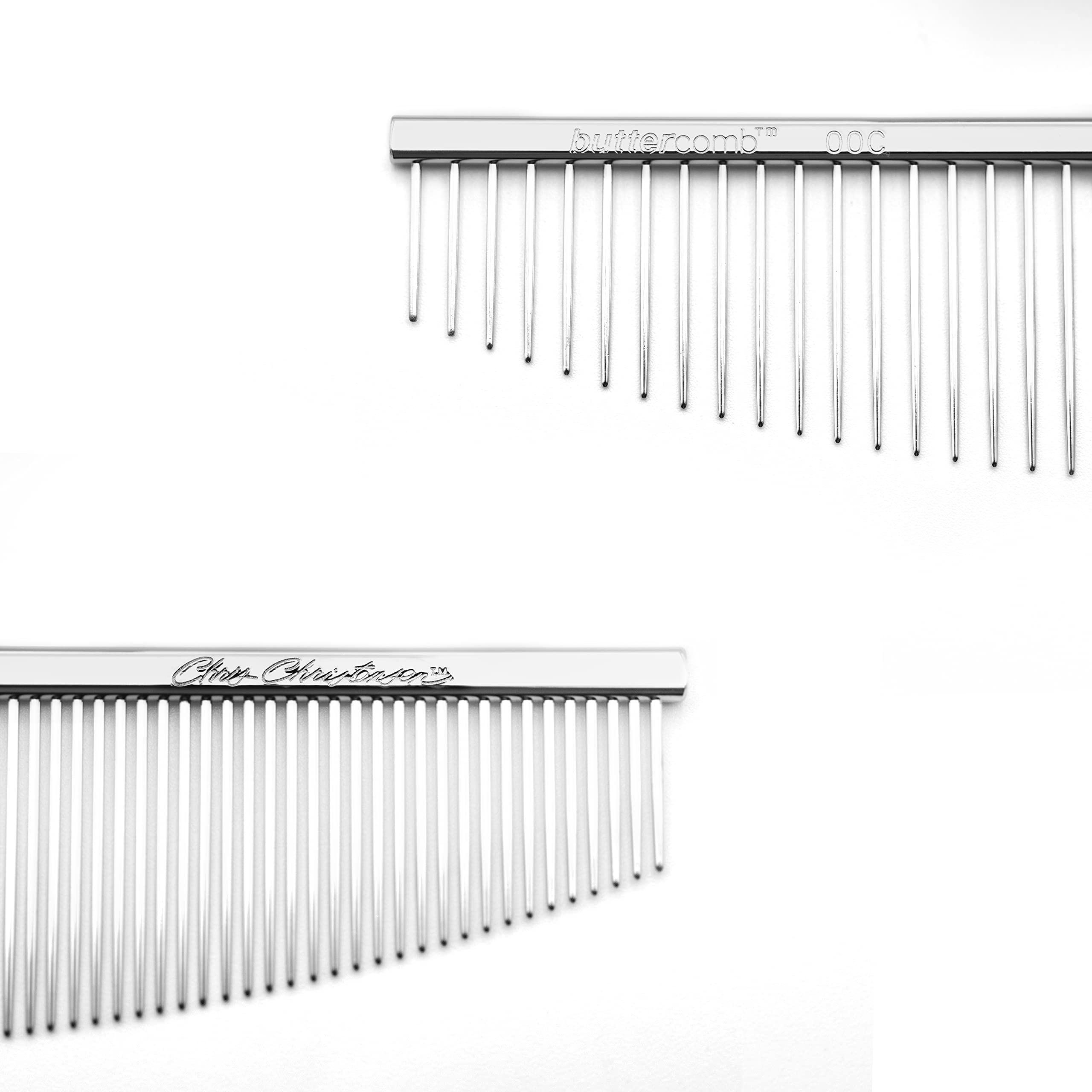 Chris Christensen 00C 6.5 in Crescent Coarse/Fine Finishing Butter Comb, Groom Like a Professional, Rounded Corners Prevent Fric