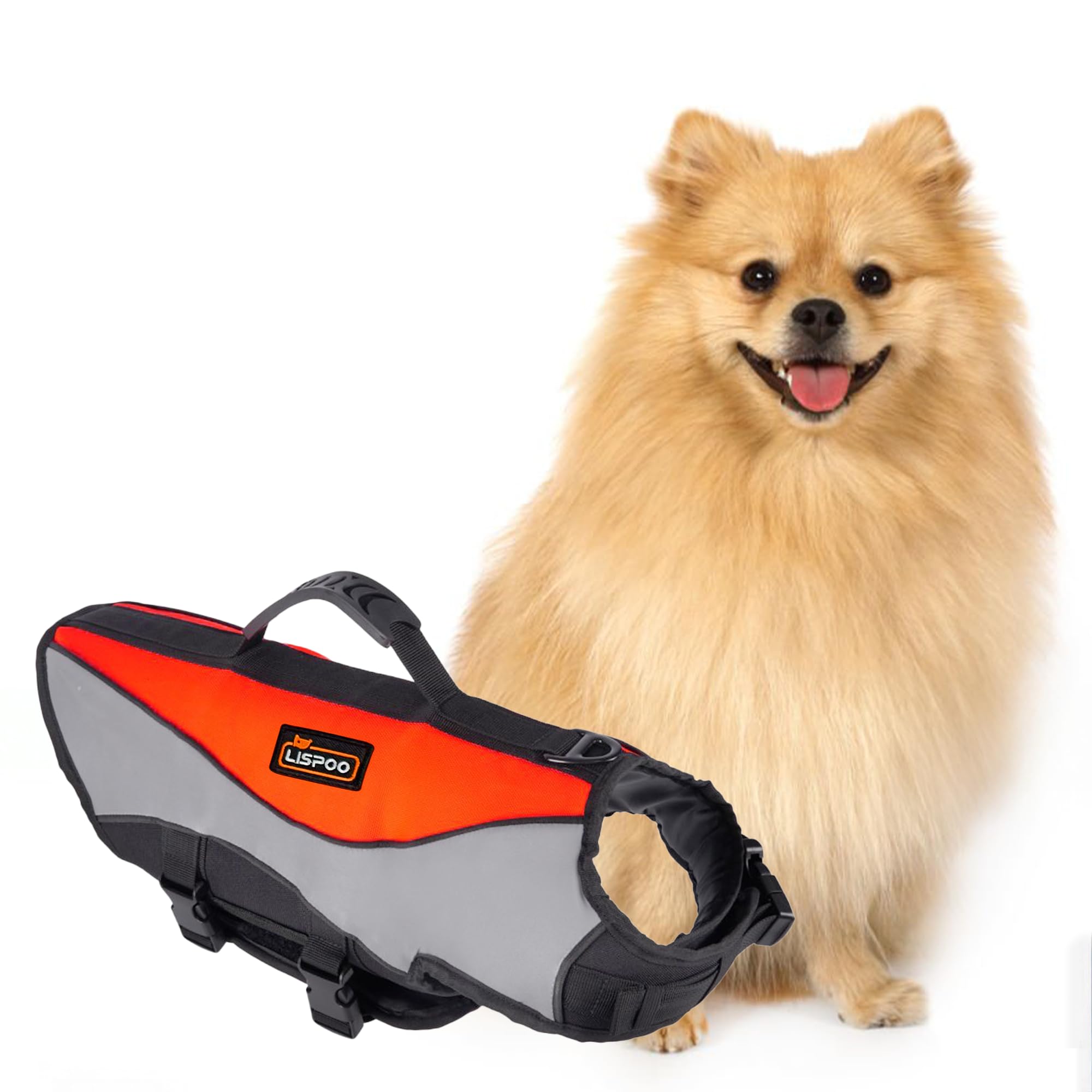 Lispoo Dog Life Jacket & Swimming Safety Vest, Buoyant Float Coat With Handle & Reflective Strips For Small To X-Large Dogs, Wat