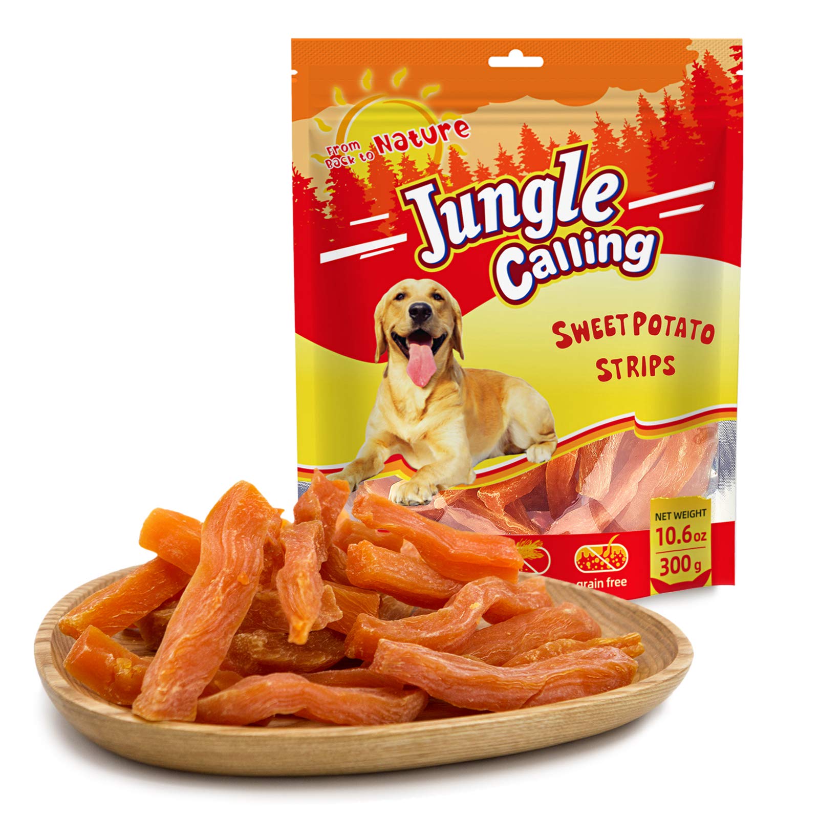 Jungle Calling Sweet Potato Dog Treats,Low Fat Natural Soft Chews for Weight Management, Single Ingredient and Grain Free Health