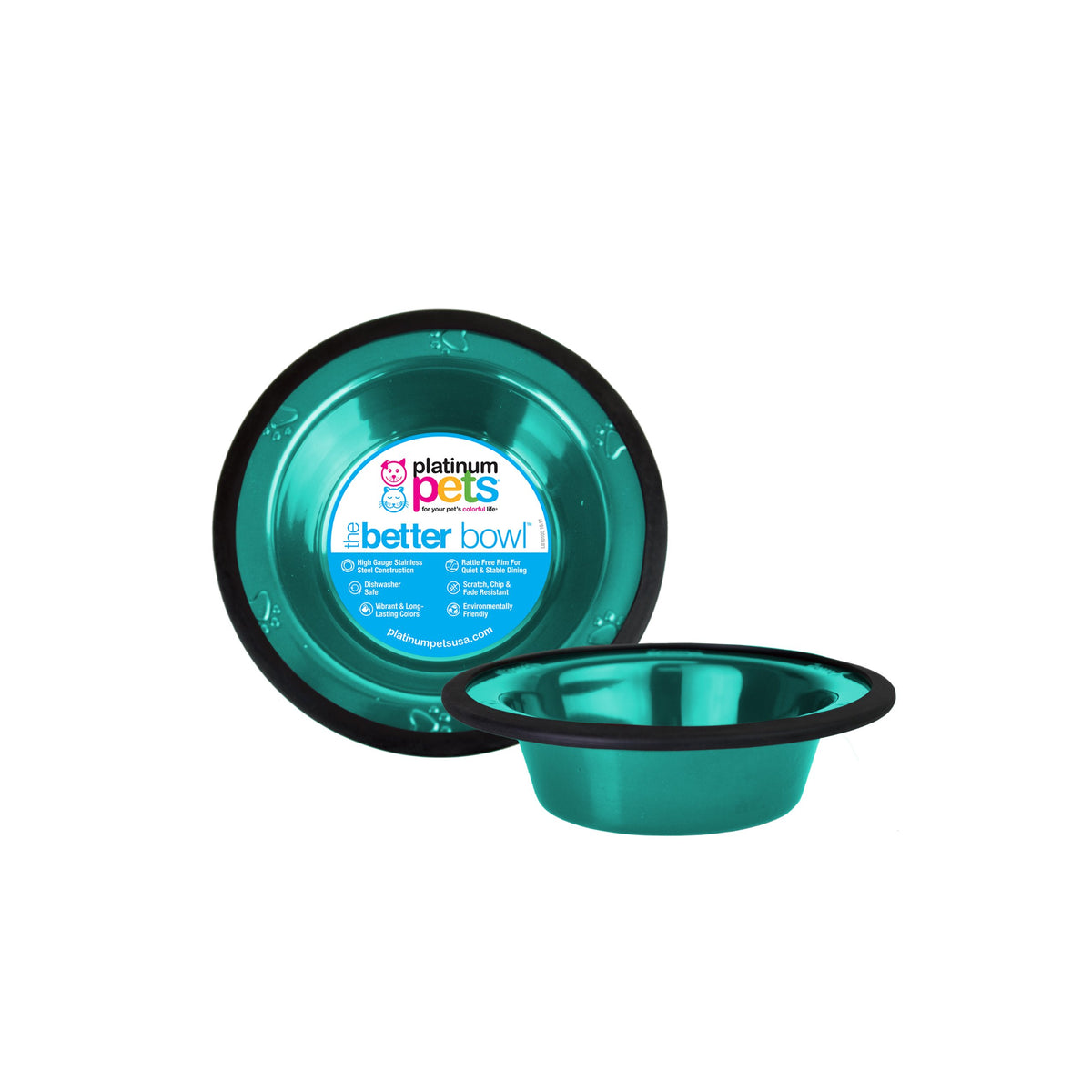 Platinum Pets Switchin Stainless Steel Cat/Dog Bowl, Caribbean Teal, Small