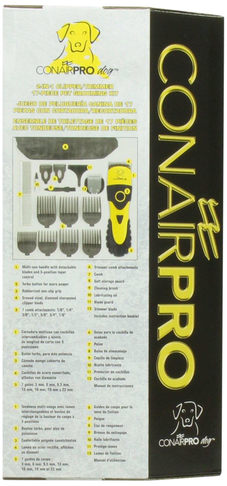 Conairpro Dog & Cat 2-In-1 Clipper/Trimmer, 17-Piece Pet Grooming Kit