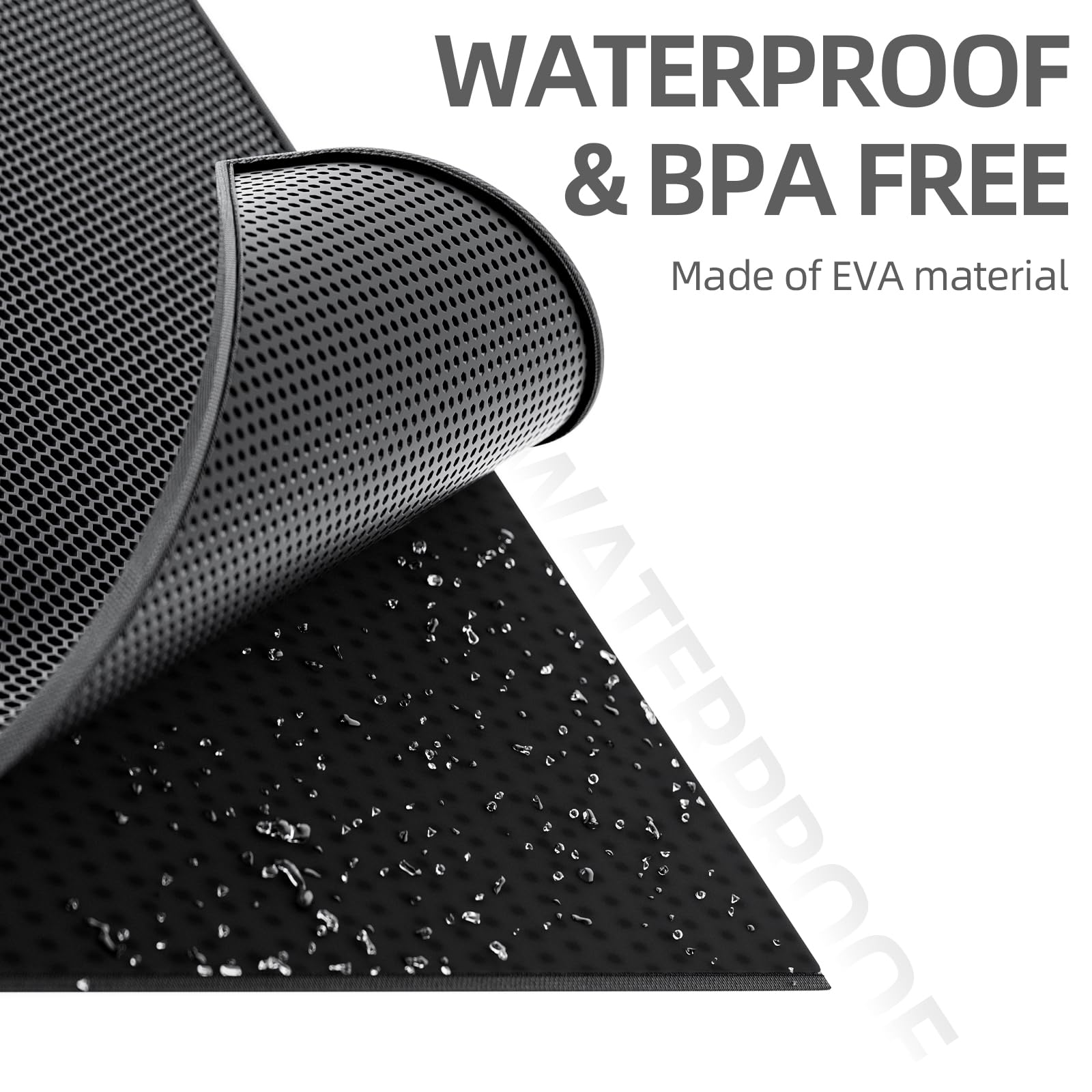 Esthello Cat Litter Mat, Cat Litter Trapping Mat, Honeycomb Double Layer Design, Easy To Clean,Washable (24  X 15  Black