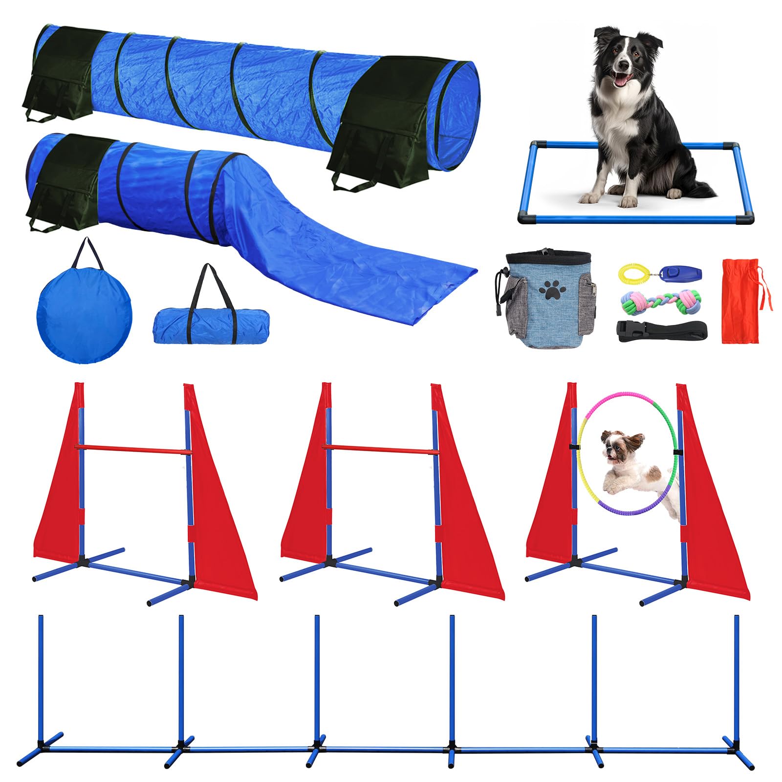 Dog Agility Course Backyard Set, Dog Agility Equipment, Portable Agility Training Equipment For Dogs, Build Dog Obstacle Course 