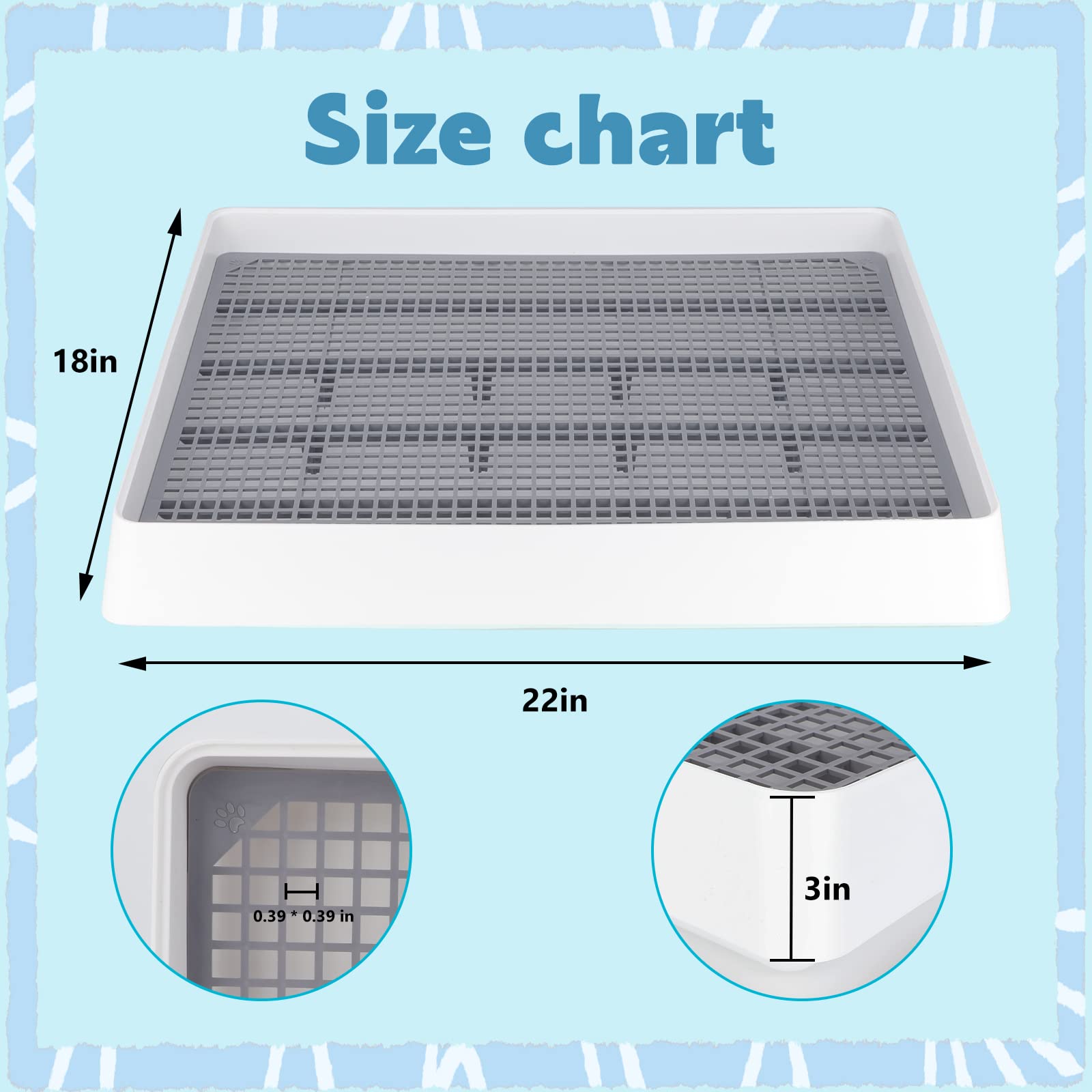 Fhtonge Extra Large Rabbit Litter Box Trainer Tray, Bunny Potty Training Litter Box For Cage,Rectangular Rabbits Litter Pan Pet
