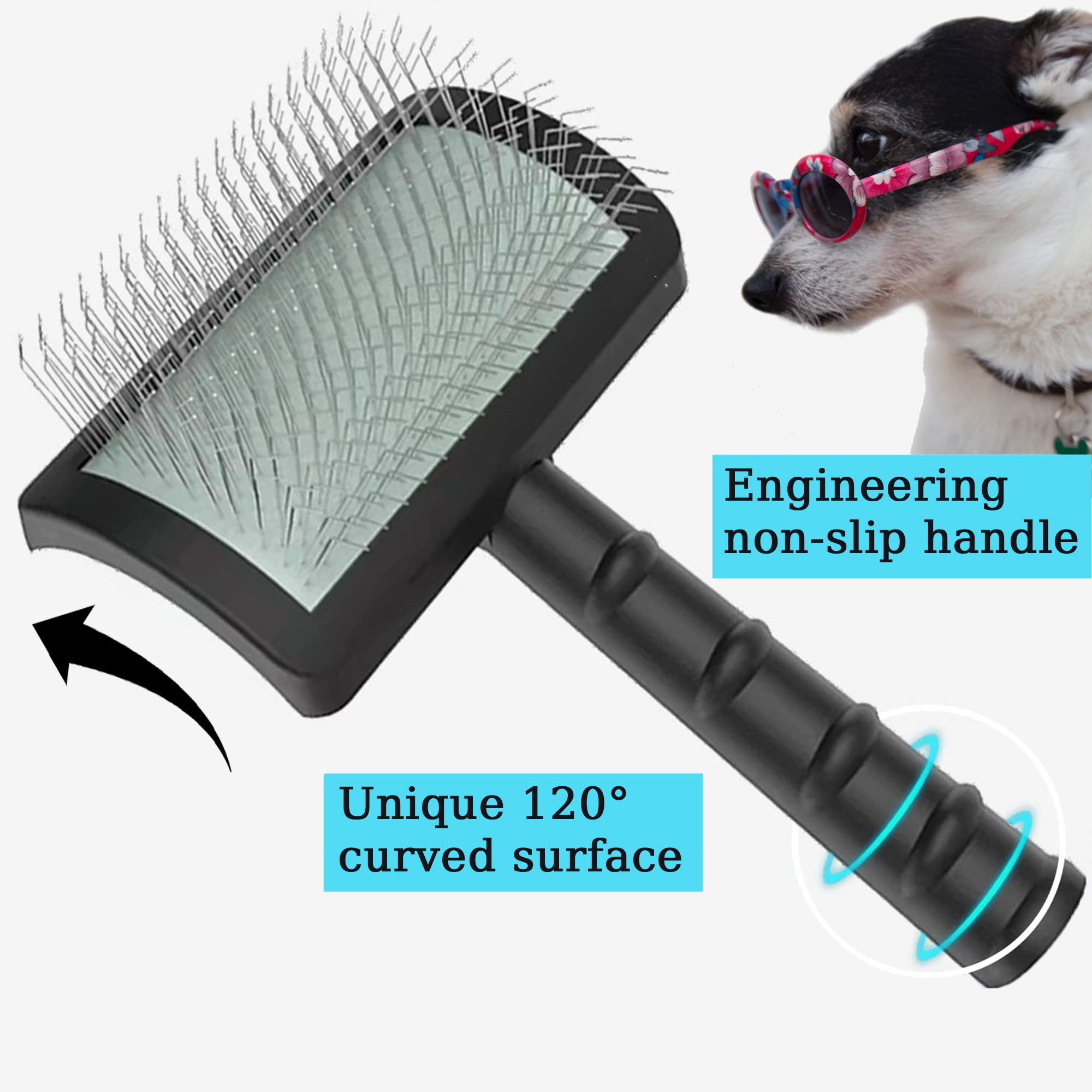 Tinypoint Large Slicker Brush For Dogs,Cats,Extra Long Pin Shedding Brush For Long Haired Dog,Cat, Pet Grooming Wire Brush For Thick Undercoat Curly Hair,25Mm(1'),Black