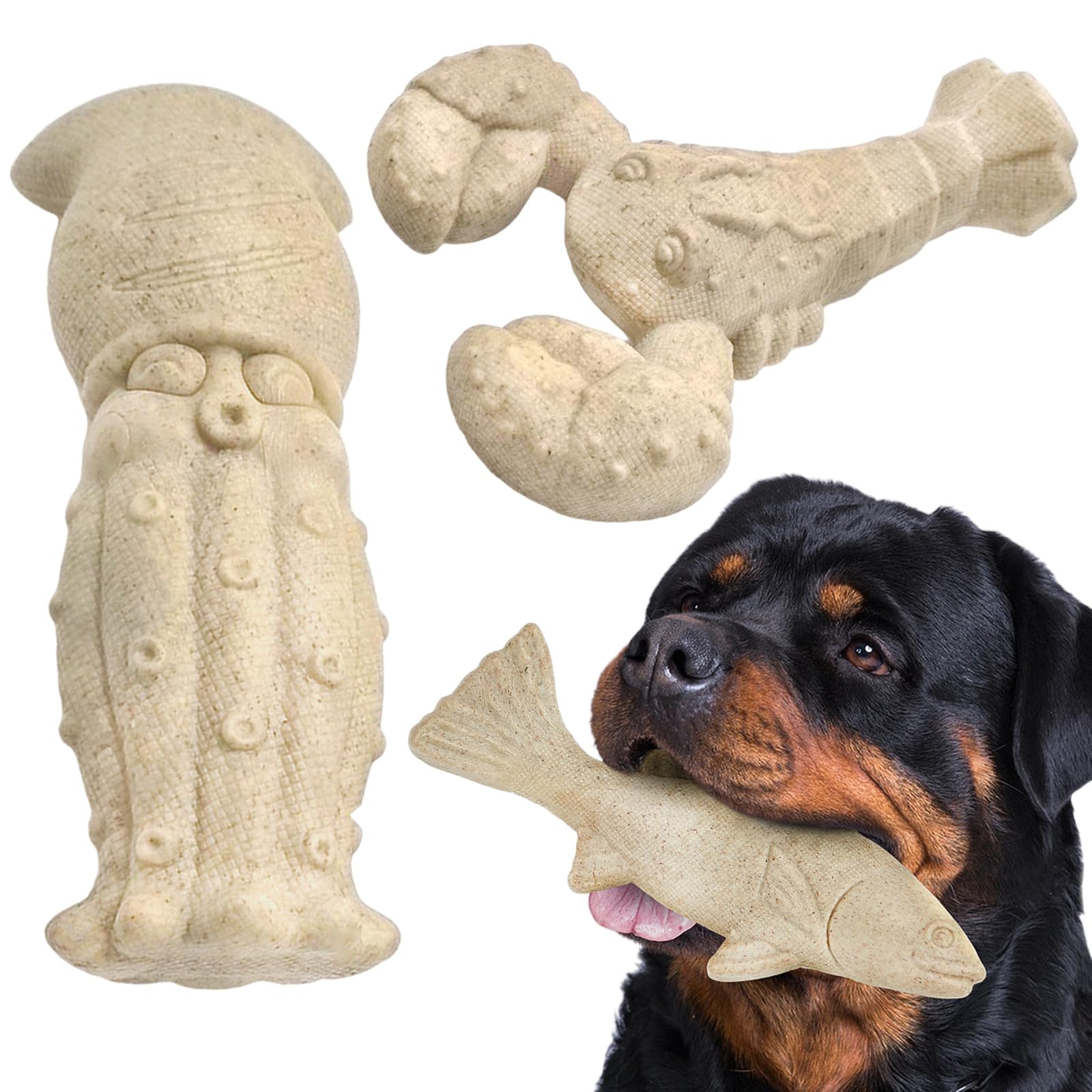 Kimee Dog Toys for Aggressive Chewers, 3 Pack Indestructible Dog Chew Toys, Super Chewer Toys with Tough Nylon for All Breed Siz