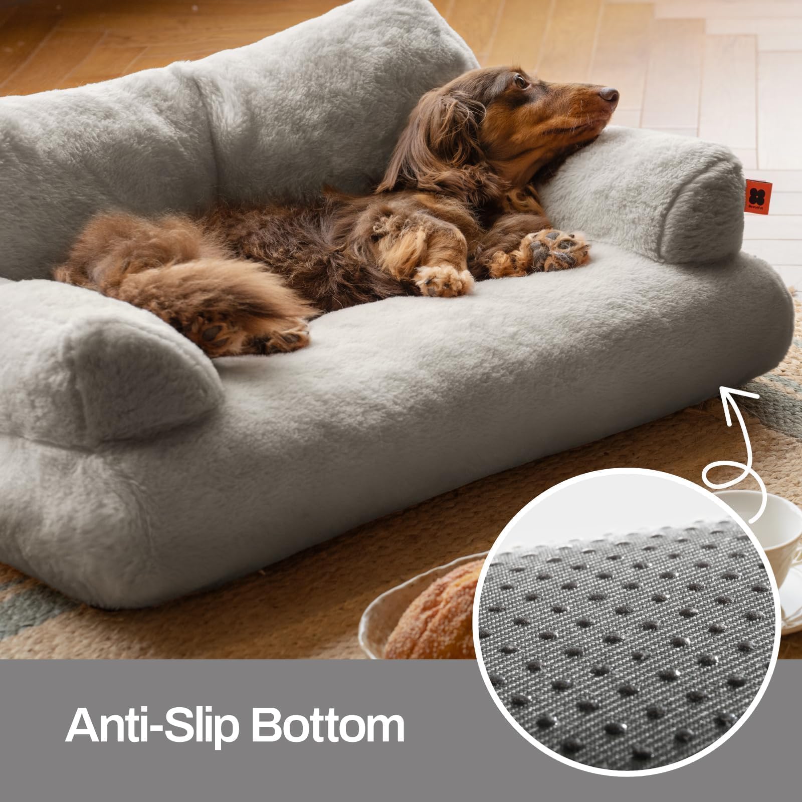 Mewoofun Cat Bed For Indoor Cats, Washable Dog Beds For Small Dogs & Cats With Removable Cover, Fluffy Cat Couch With Non-Slip B