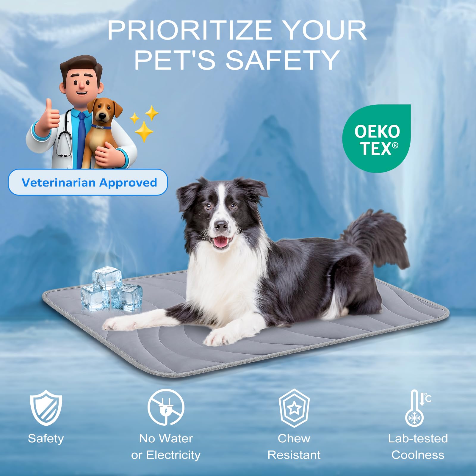 Cozyide Dog Cooling Mat, Small Cooling Mat For Dogs, Reversible Pad For Dog, 28'' L X 22'' W, Dark Grey