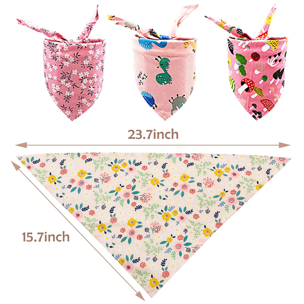 PET SHOW 50pcs Bulk Girl Small Dog Bandanas Female Cat Puppies Bibs Washable Cotton Triangle Head Scarfs Wholesale Medium Dogs B