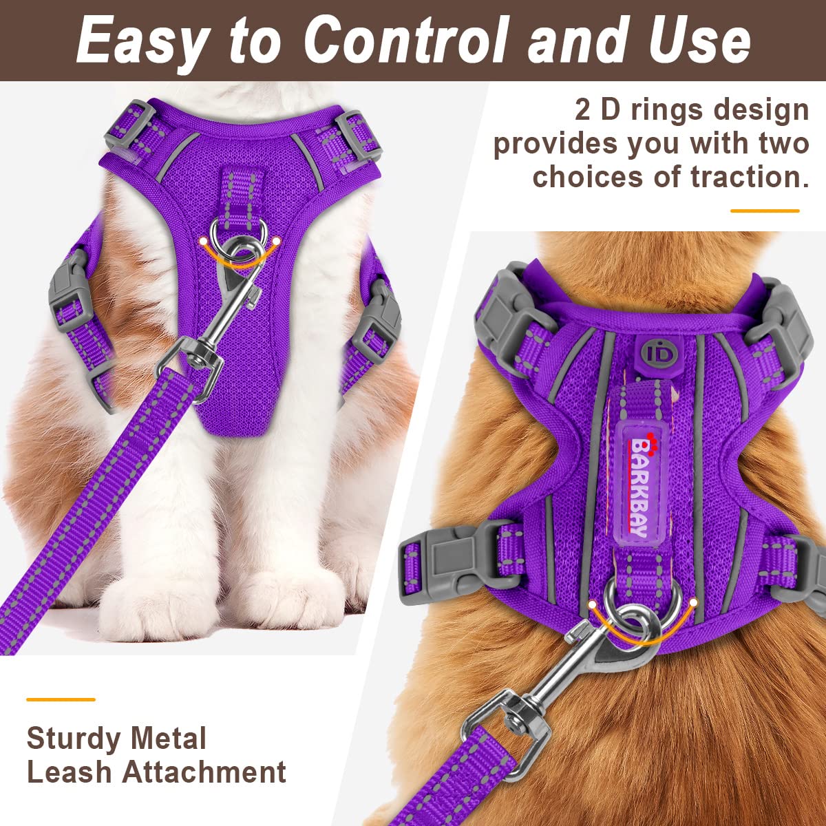 Cat Harness And Leash Set For Walking Escape Proof For Small Large Cat Kitten Harness With Id Tag Pocket (Purple,S)