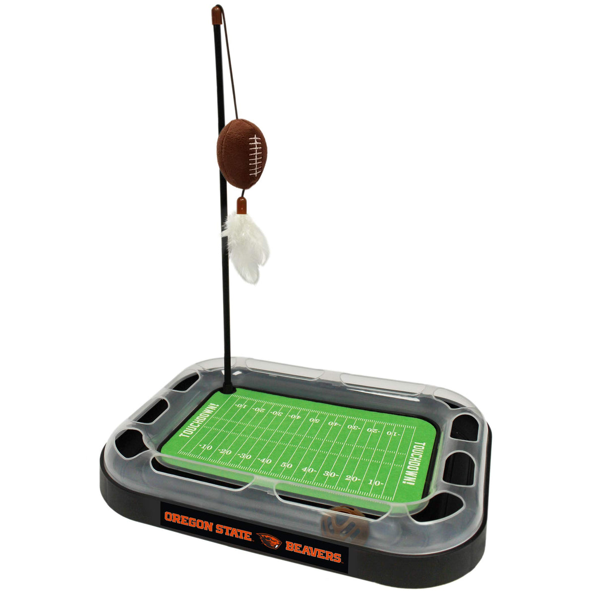 Cat Scratching Toy Ncaa Oregon State Beavers Football Field Cat Scratcher Toy With Interactive Cat Ball Bell In Tracks. 5-In-1 C