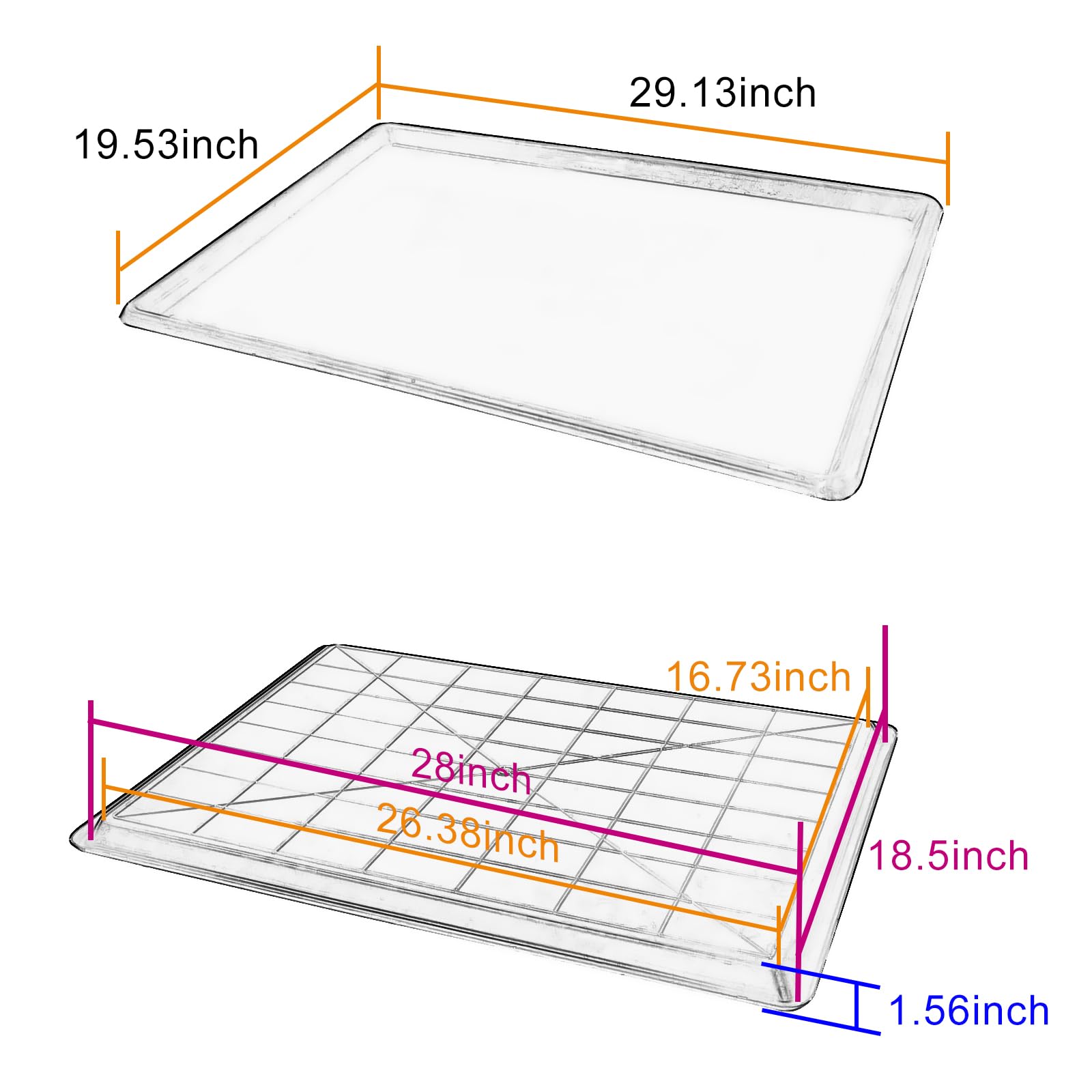 Confote 1 Pcs 29 X 19.5 Inch Replacement Tray For Dog Crate Pans Plastic Bottom For Pet Cages Crates Kennels Dogs Cat Rabbit Fer