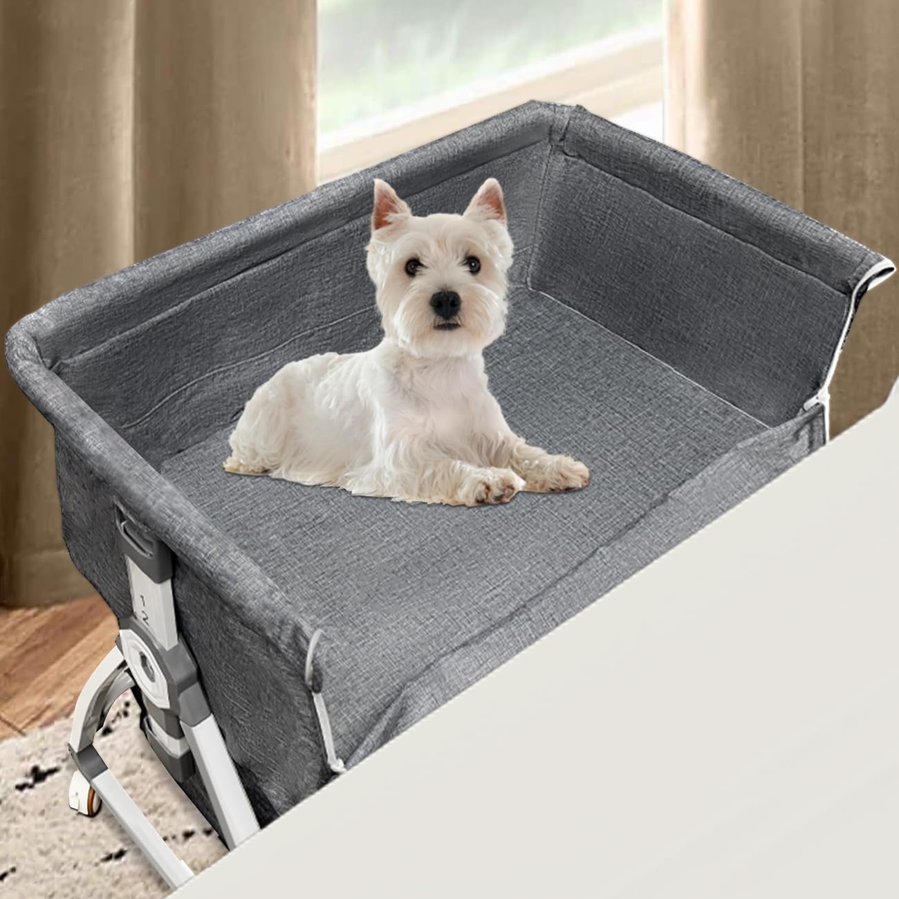 Dog Bunk Bed, Bunk Beds For Pet, Dog Beds Attachment To Human Bed, Bedside Dogs Bed For Small, Medium Dogs