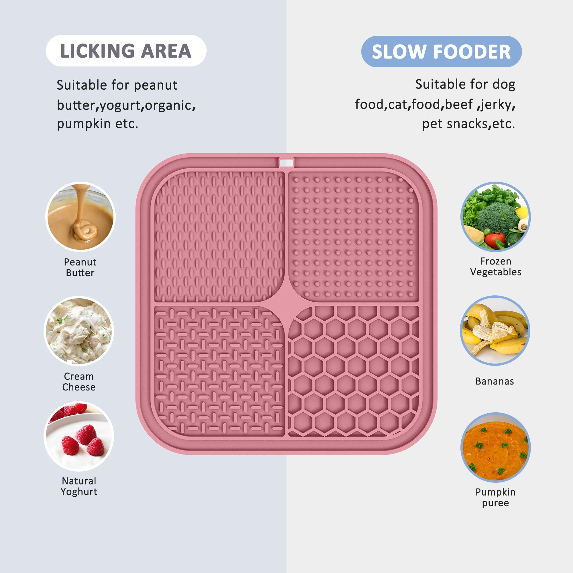Chefaide 2 Pack Lick Mat For Dogs,Cats,Upgraded 8.5  8.5 Inches Licking Mats With Suction Cups,Slow Feeder Licking Pad For Anxie