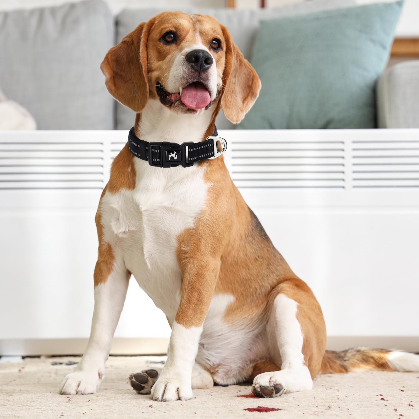 Onefojojo Reflective Dog Collar For Large Dogs, Adjustable Soft Breathable Comfortable Nylon Pet Collar For Medium Large Extra L