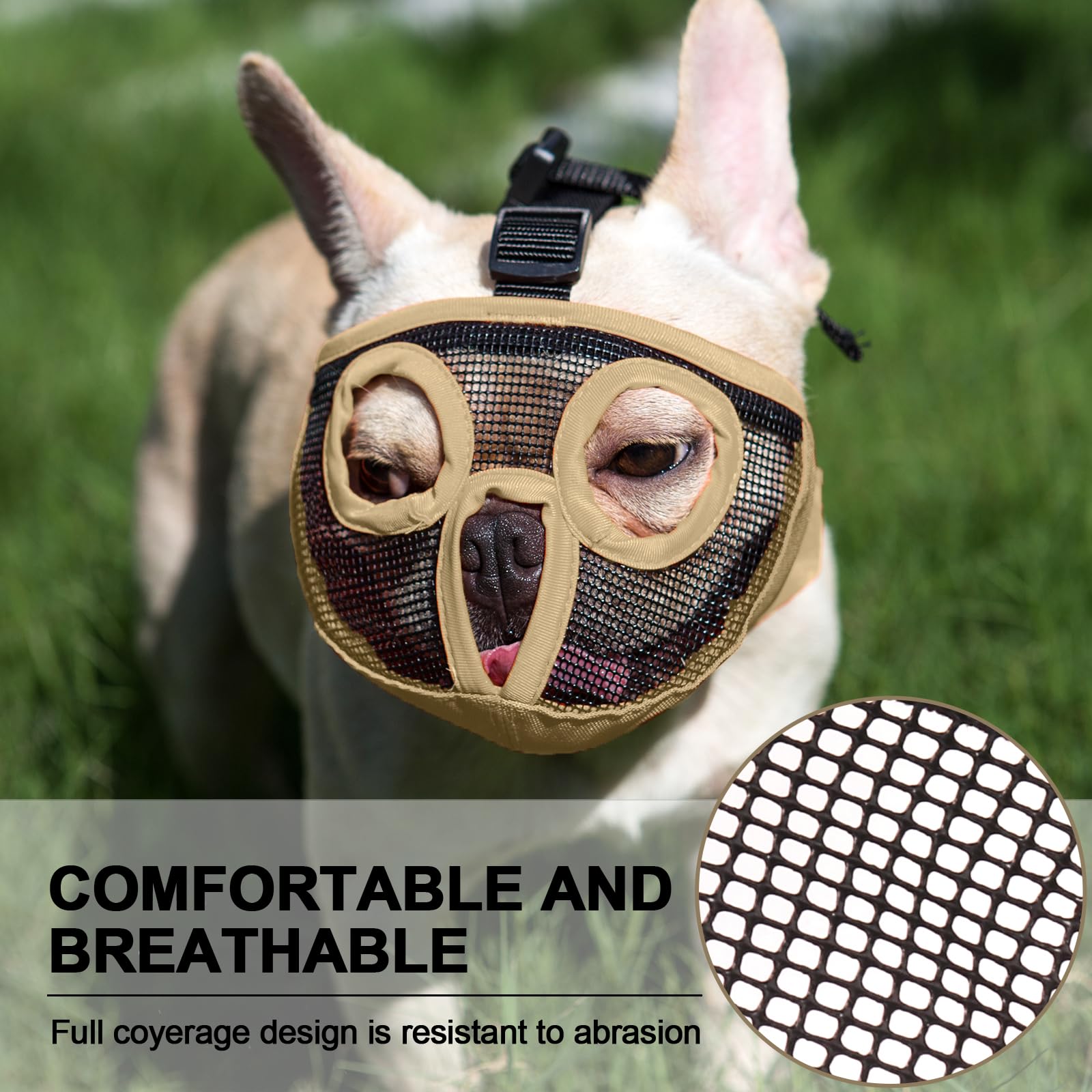 Jyhy Short Snout Dog Muzzles- Adjustable Breathable Mesh Bulldog Muzzle For Biting Chewing Licking Training Grooming Dog Mask (K