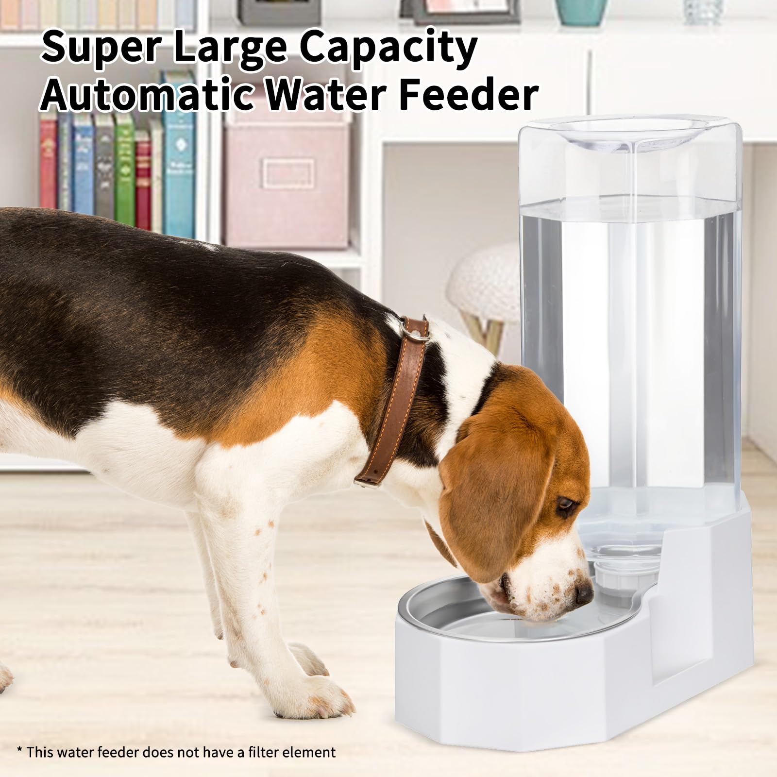 Rizzari Automatic 9L Gravity Stainless Steel Pet Waterer, Fortunate Angular Water Feeder With Edges, Safe And Large Capacity, Su