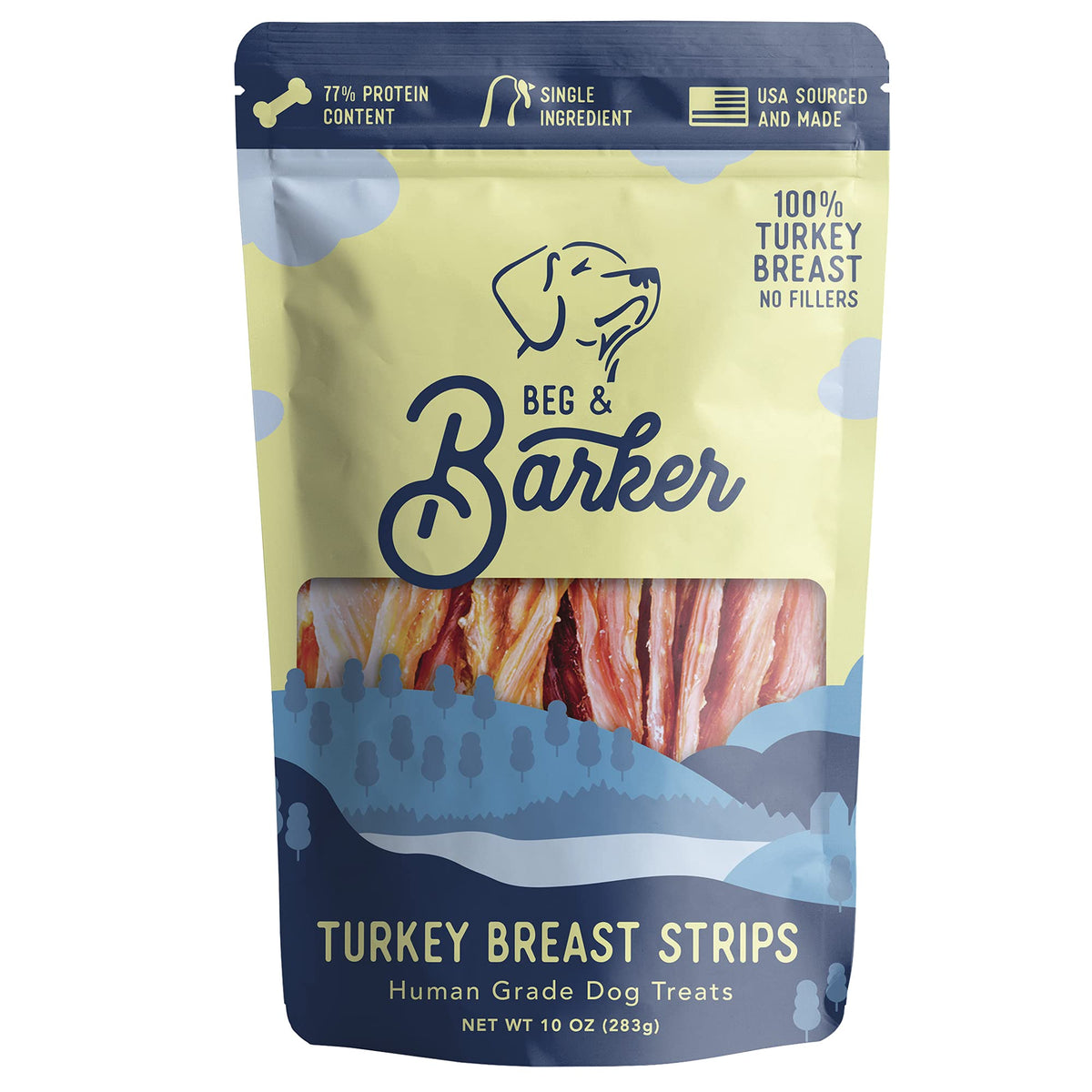 Beg & Barker Turkey Jerky Strips For Dogs (10 Ounce, Pack Of 1) - Dog Training Treats - Natural Dog Treats Made In The Usa - Grain Free, Diabetic-Friendly, High Protein, Sugar-Free