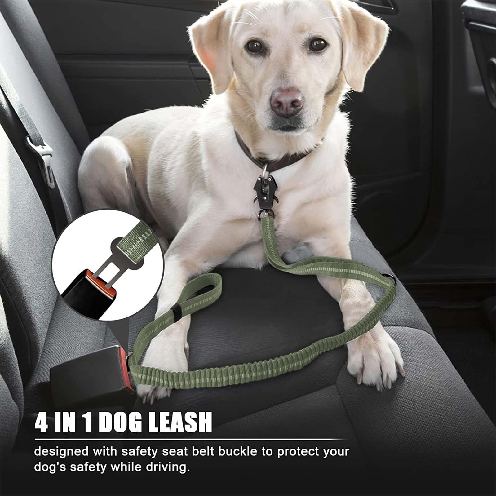 aiRuidog Heavy Duty Tactical Bungee Dog Leash, 4-6FT Shock Absorbing Tactical Dog Leash with 2 Padded Handles, Metal Carabiner C