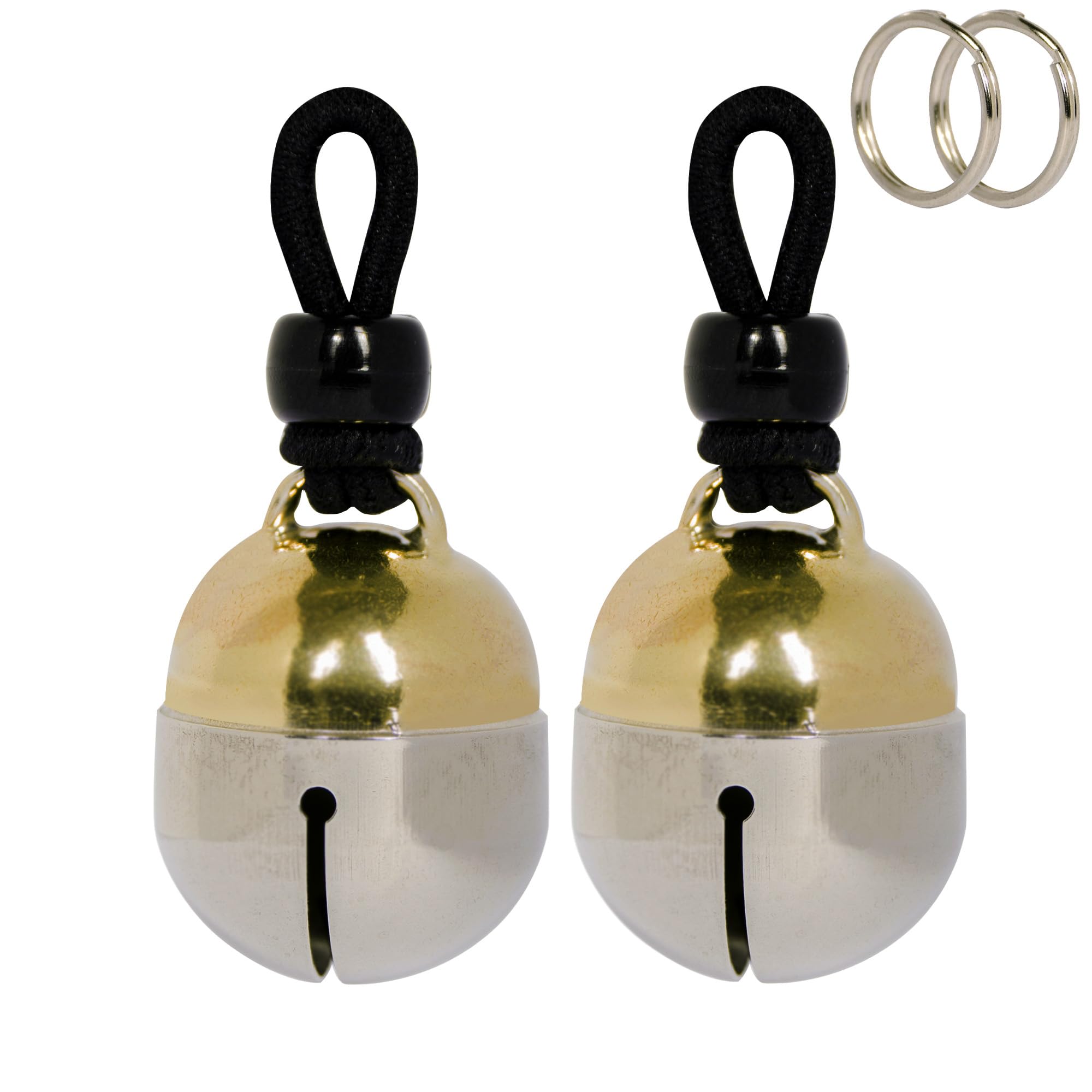 Noble Bells Pet Bells, Pair Of Two Brass And Nickel Silver Size Large Bells.