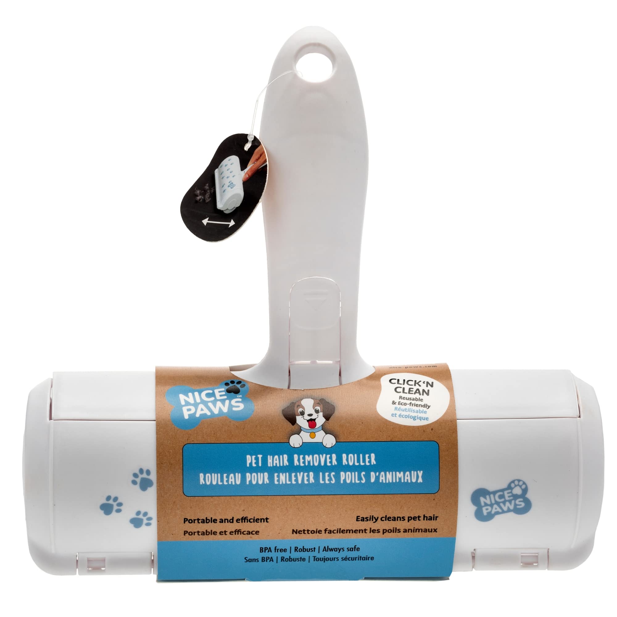 Nice Paws Pet Hair Remover - A Great Pet Hair Removal Tool For Home Or Travel, Reusable, Eco-Friendly - Perfect On Clothes, Sofa