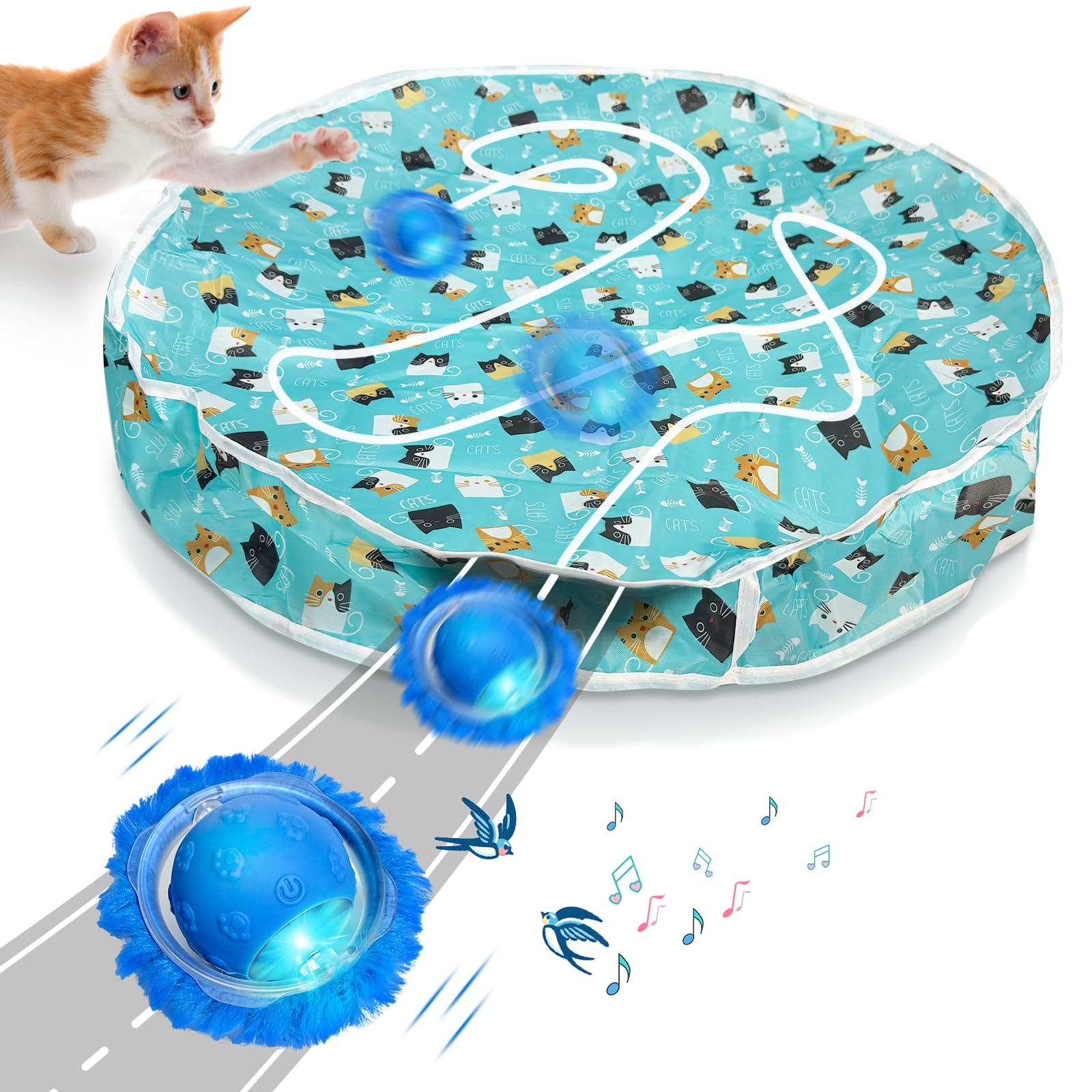 Interactive Cat Toys For Indoor Cats - Automatic Cat Toys For Bored Indoor Adult Cats In Pouch, Rechargeable Motion Activate Bir