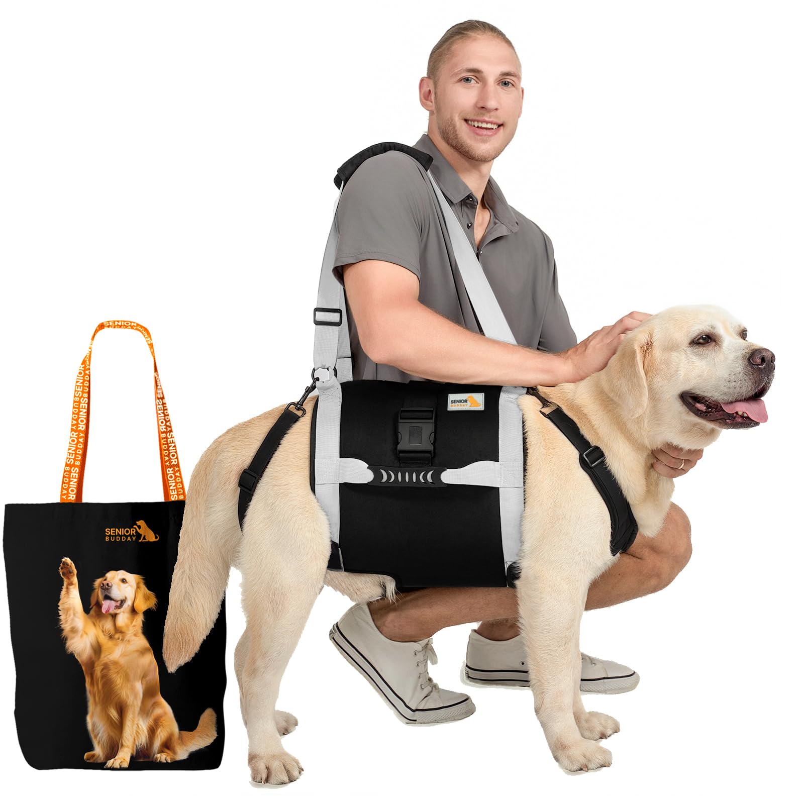 Dog Lift Harness for Large Dogs,Full Body Dog Sling Carrier with Handle,Up to 100 lbs,for Up Stairs/Back Legs Support/Dogs Joint