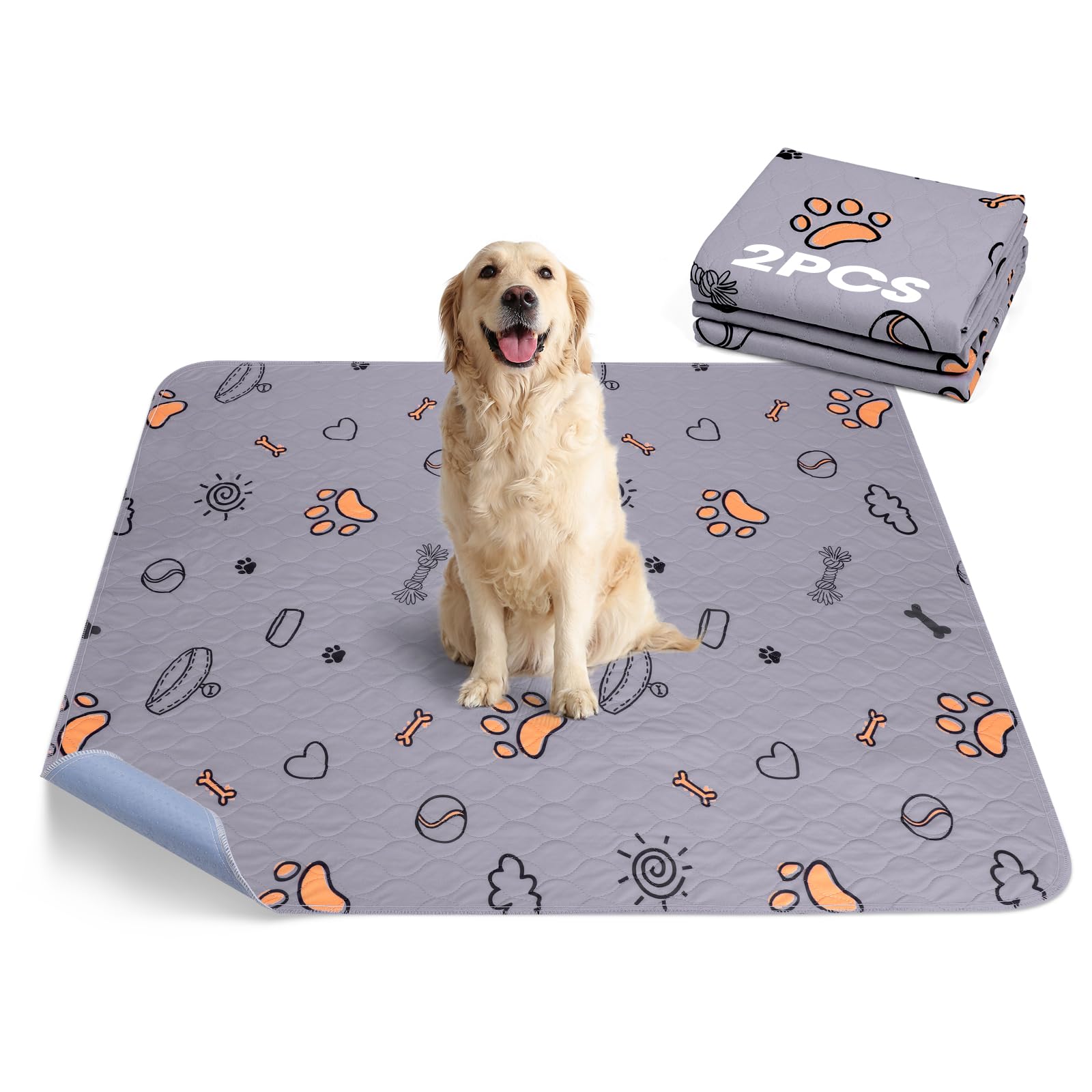 Washable Pee Pads for Dogs, 2 Pack Large 41 x41  Super Absorbent Reusable Pads for Dog Training Pads, 100% Waterproof Non-Slip P