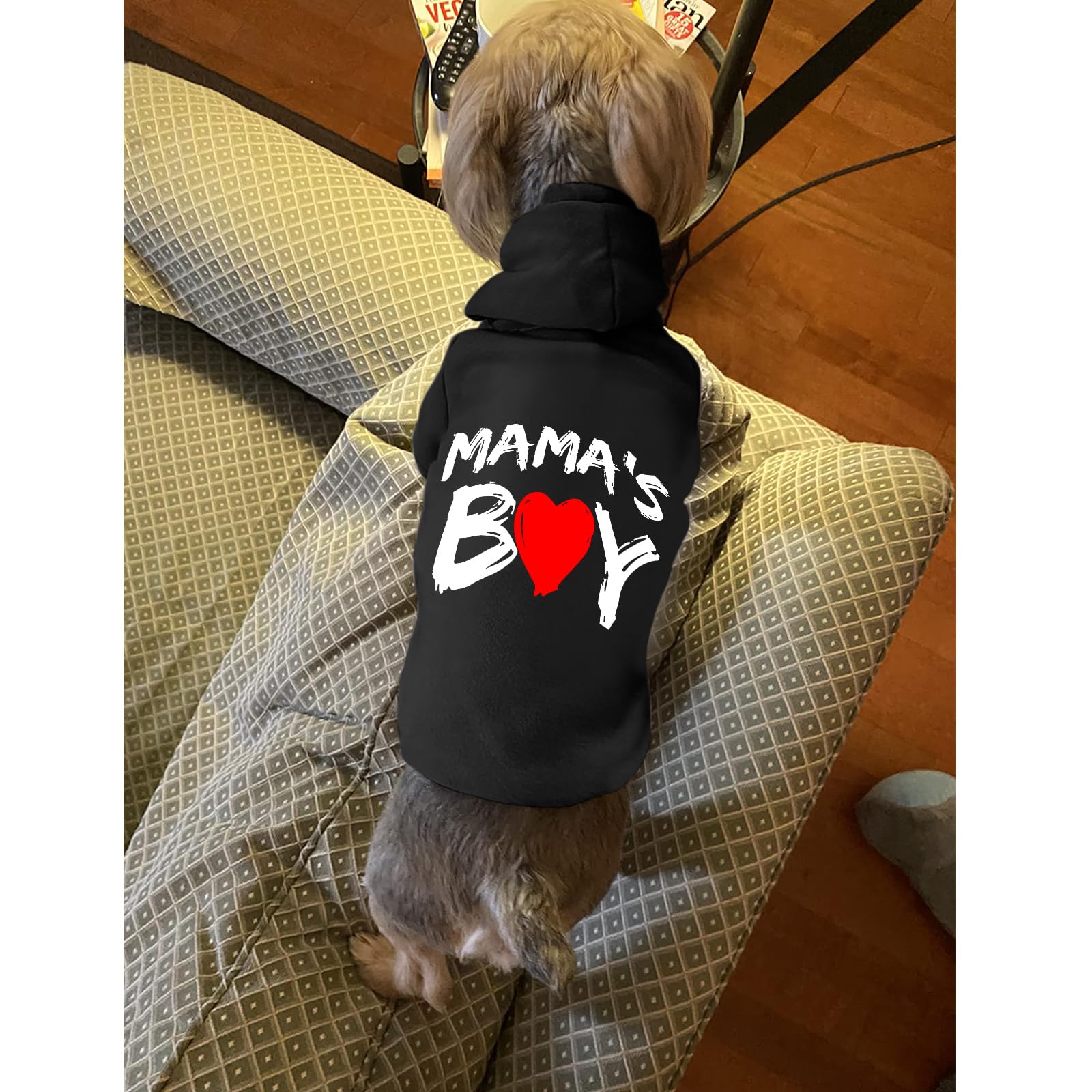 Cayxatiu Cat Hoodies For Cats Pet Puppy Clothes Dog Hoodie Mama'Boy Printed Hooded Sweatshirt For Small Medium Size Dogs(Black,2