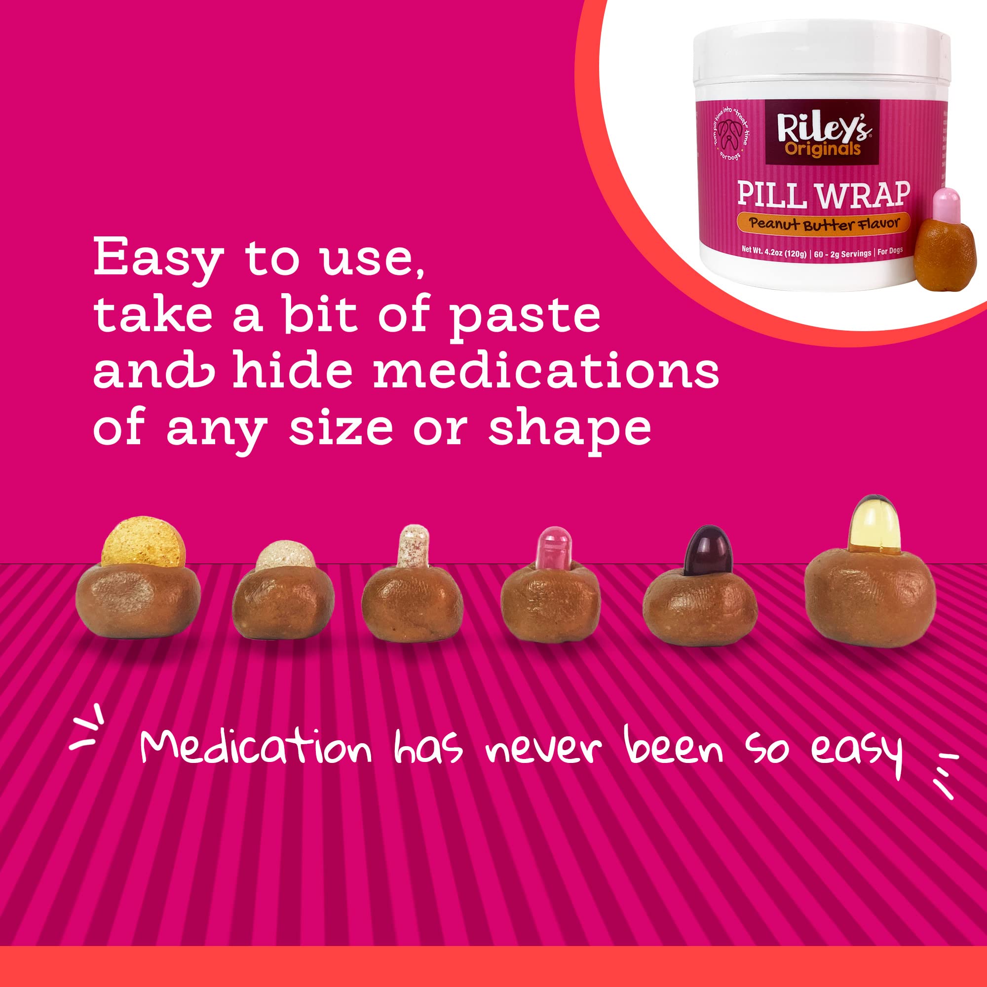 Rileys Pill Wrap for Dogs - Delicious Peanut Butter Flavored Pill Paste for Dogs - Wrap Pills, Capsules, Tablets in a Pocket or