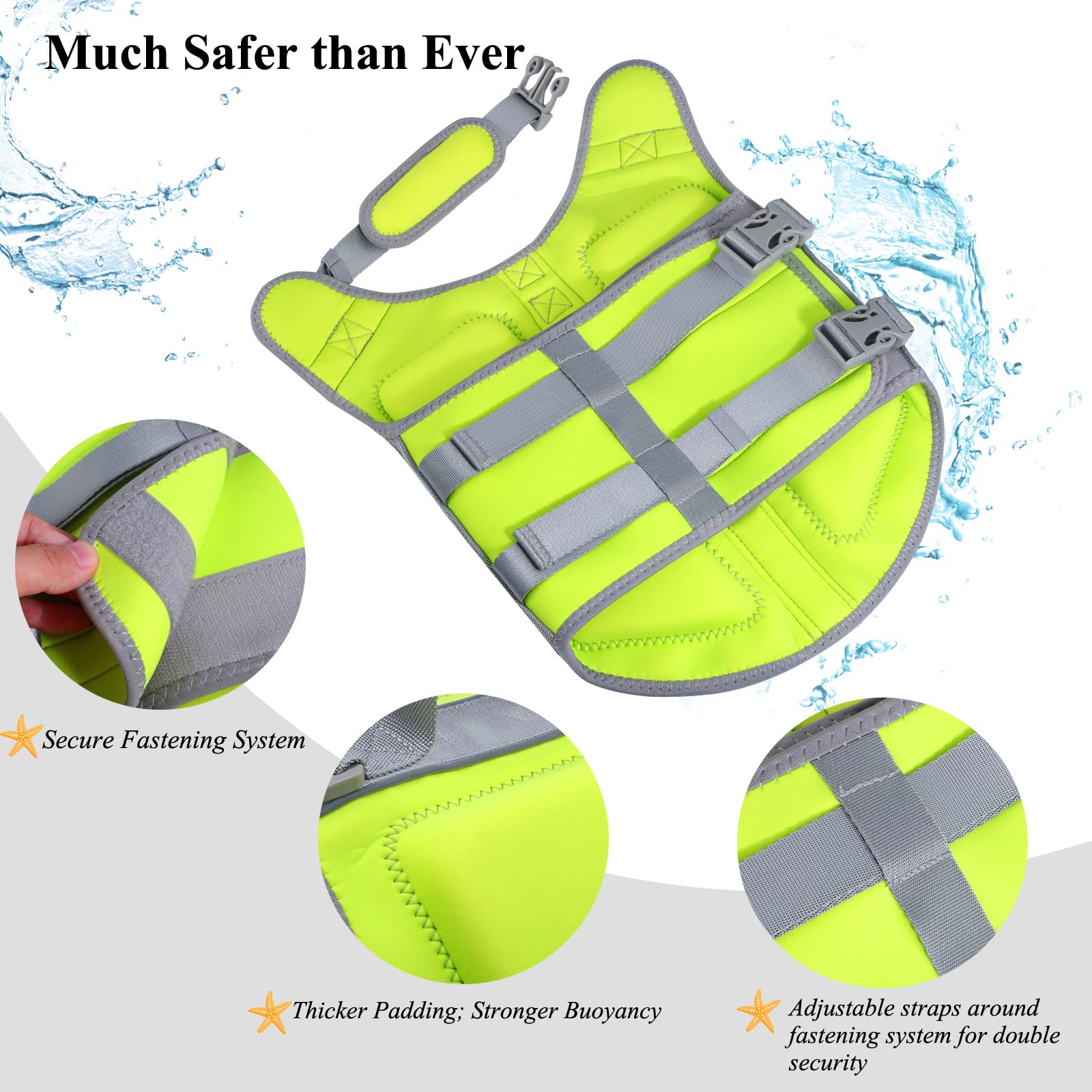 Vivaglory Lightweight Neoprene Dog Life Jackets, Skin-Friendly Pet Life Preserver Life Vest With D-Ring And Quick Release Buckle