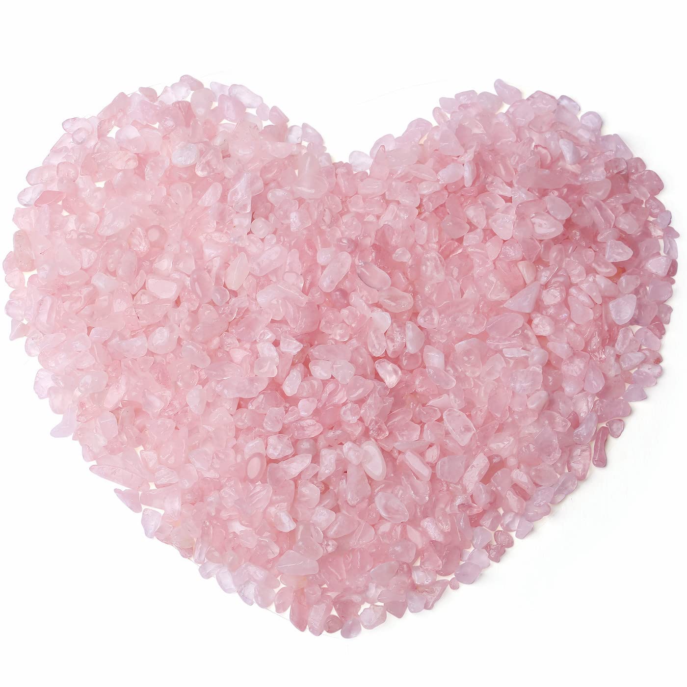 Rose Quartz Crystal Gravel Polished Chips Crushed Stones Healing Bulk Natural Tumbled Rocks Gem Home Decoration Small Pebbles For Mini Aquarium Tank Plants Landscape Vase Filler Bottom Ornament 0.55Lb