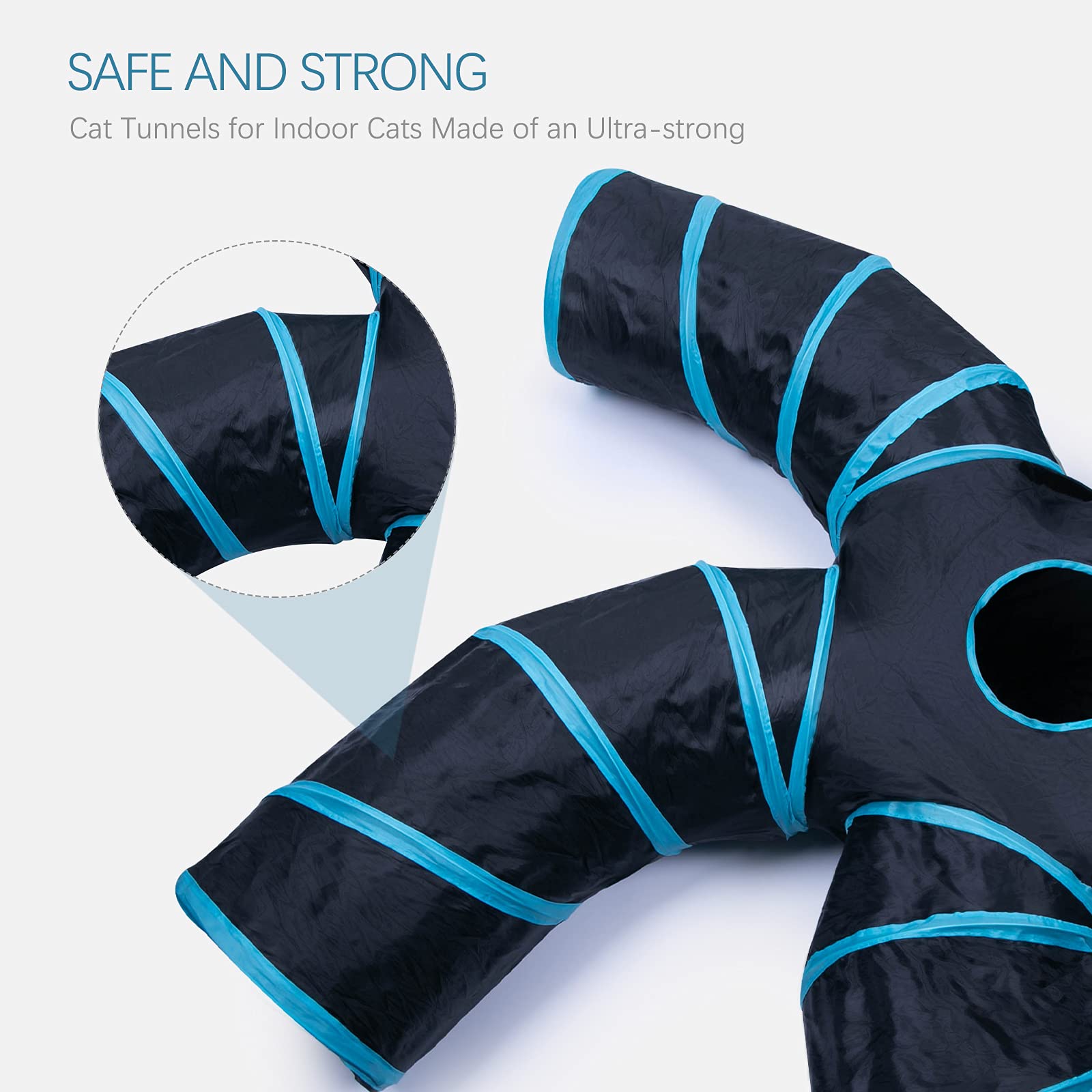 Egetota Cat Tunnel For Indoor Cats Large, With Play Ball S-Shape 5 Way Collapsible Interactive Peek Hole Pet Tube Toys, Puppy, K