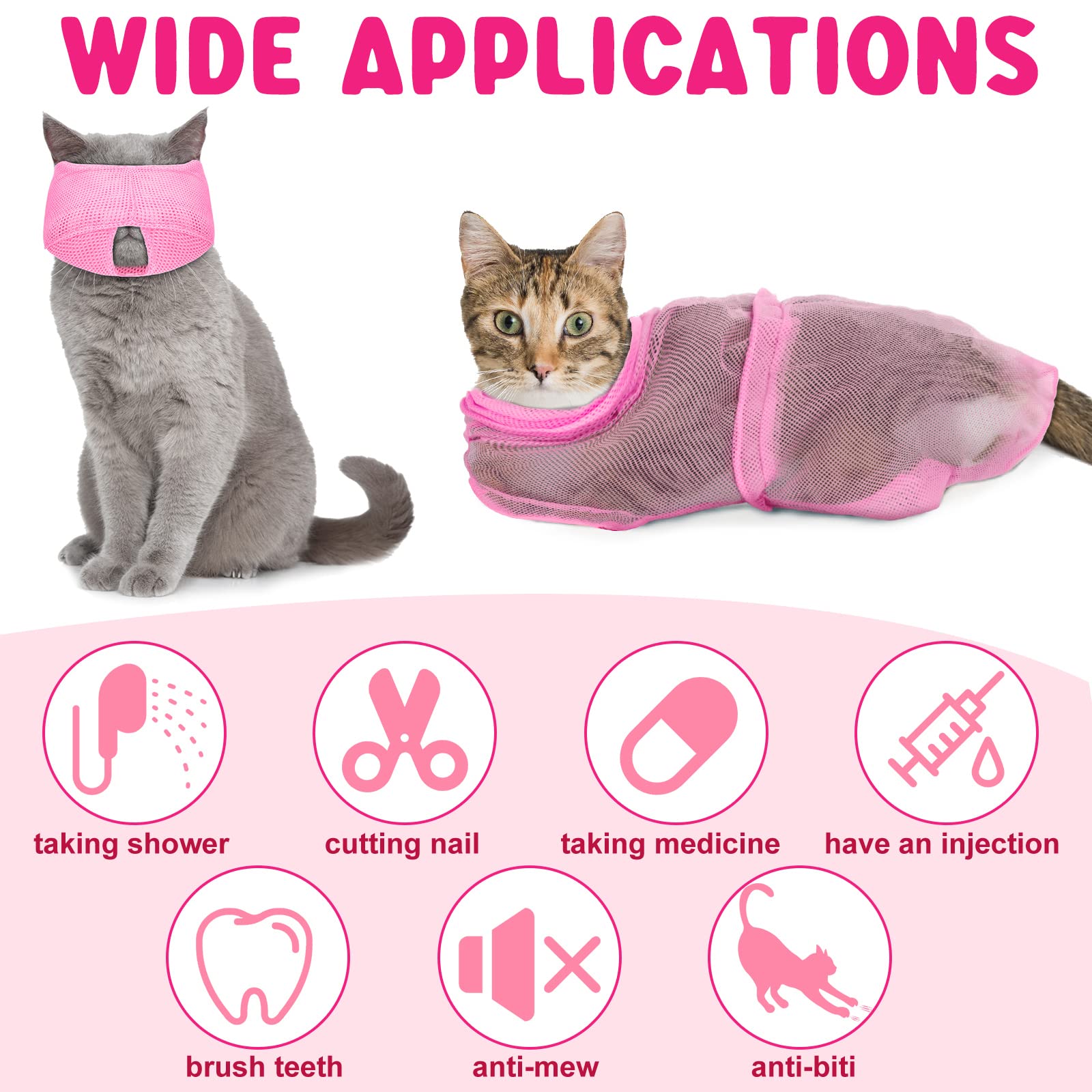 Kritkin 9 Pcs Cat Bathing Bag Set Cat Shower Bag Anti Bite And Scratch For Pet Grooming Washing Brush Comb Muzzle Nail Clipper N