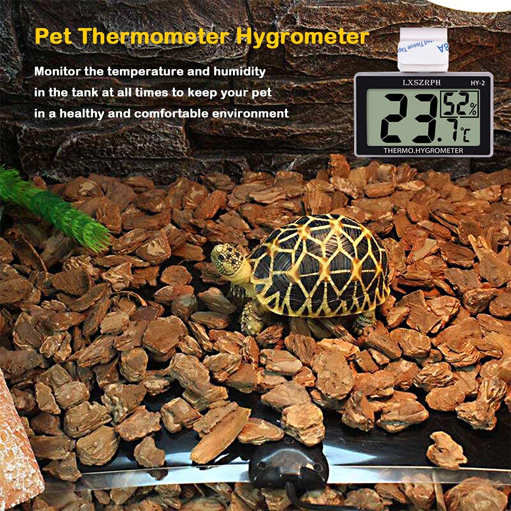 Lxszrph Reptile Thermometer Hygrometer Hd Lcd Reptile Tank Digital Thermometer With Hook Temperature Humidity Meter Gauge For Reptile Tanks, Terrariums, Vivarium (1Pack)