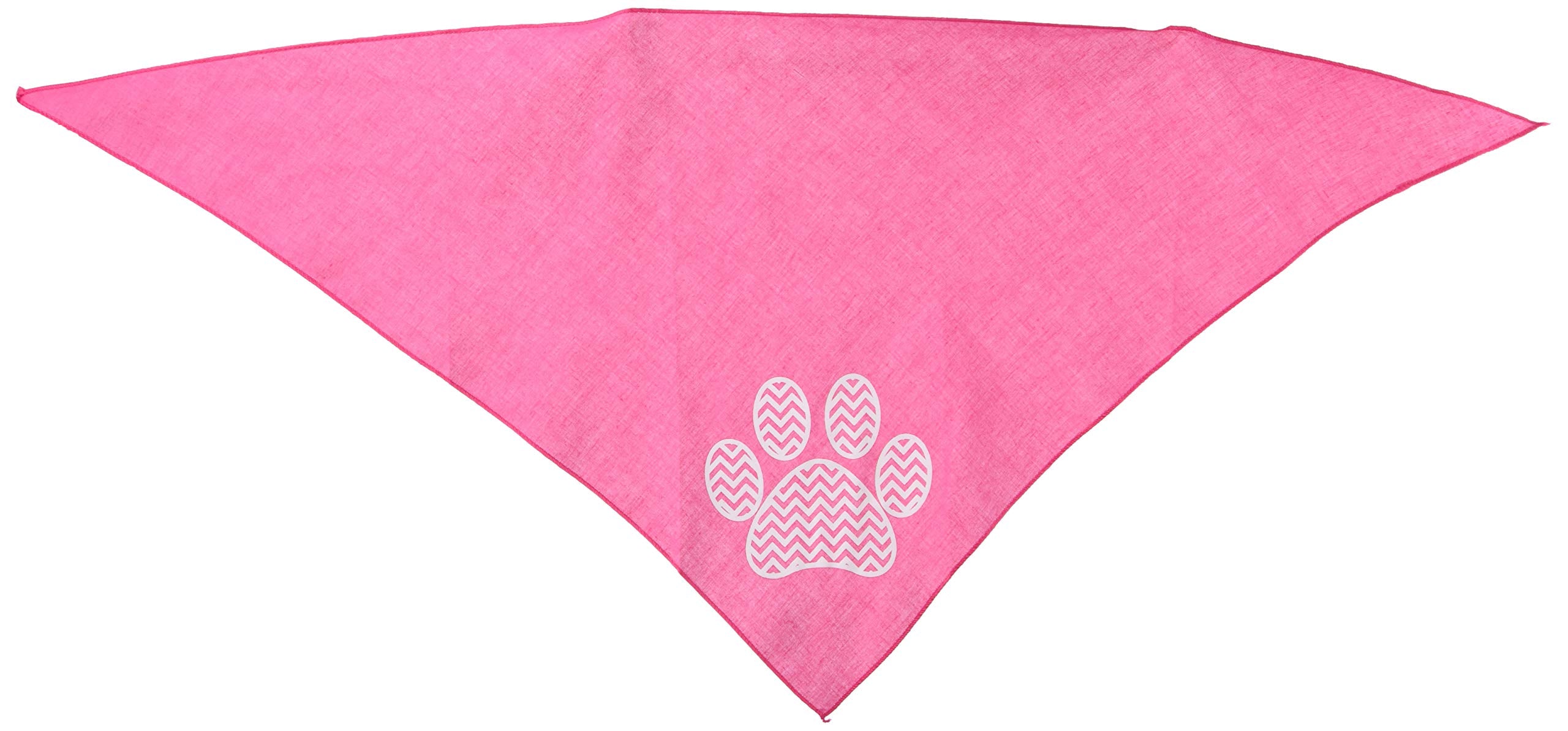 Mirage Pet Products Chevron Paw Screen Print Bandana, Bright Pink, Large