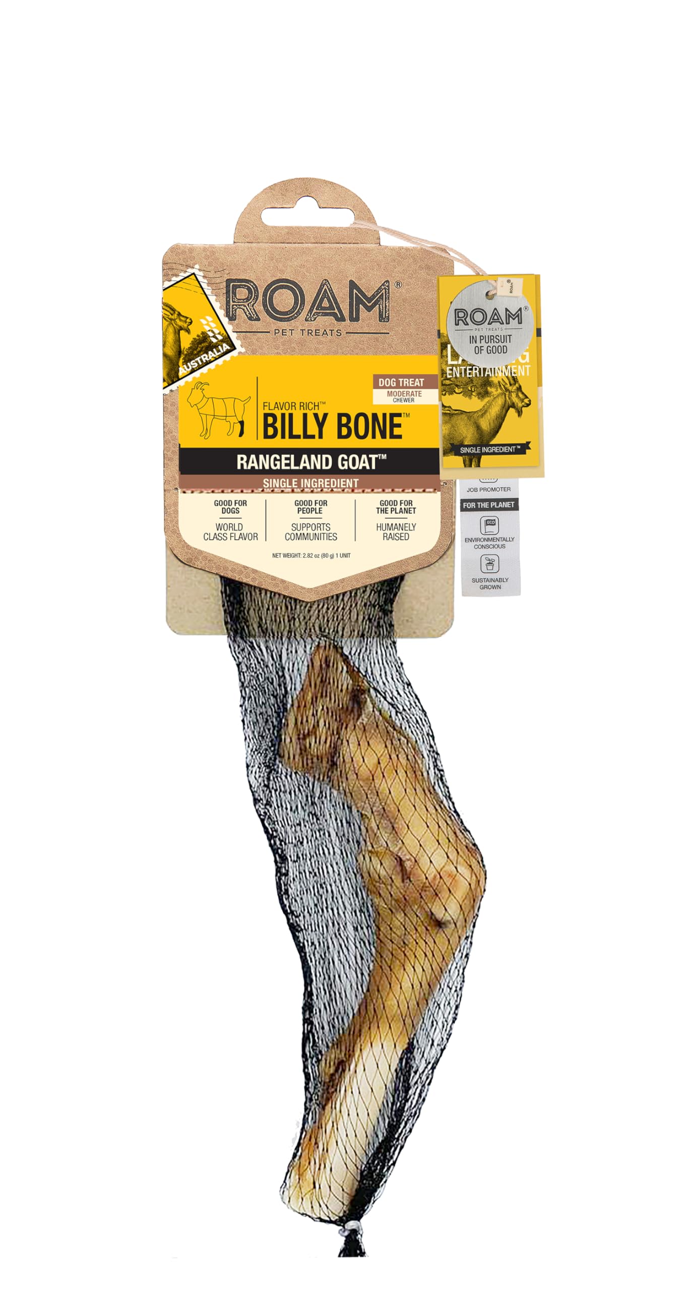 ROAM Exotic Billy Bone Goat Horn Dog Chew - Goat Bone Chew for Medium Sized Dogs, 1 Count (Pack of 1)
