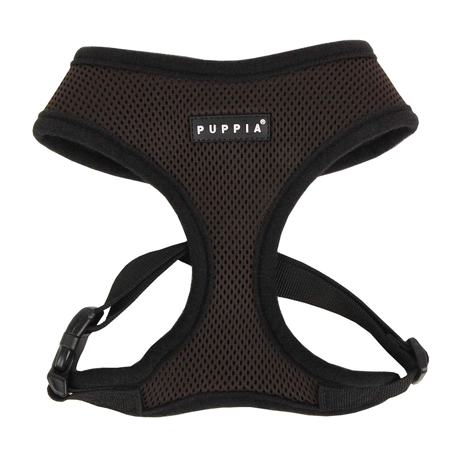 Puppia Soft Dog Harness No Choke Over-The-Head Triple Layered Breathable Mesh Adjustable Chest Belt And Quick-Release Buckle, Brown, X-Large