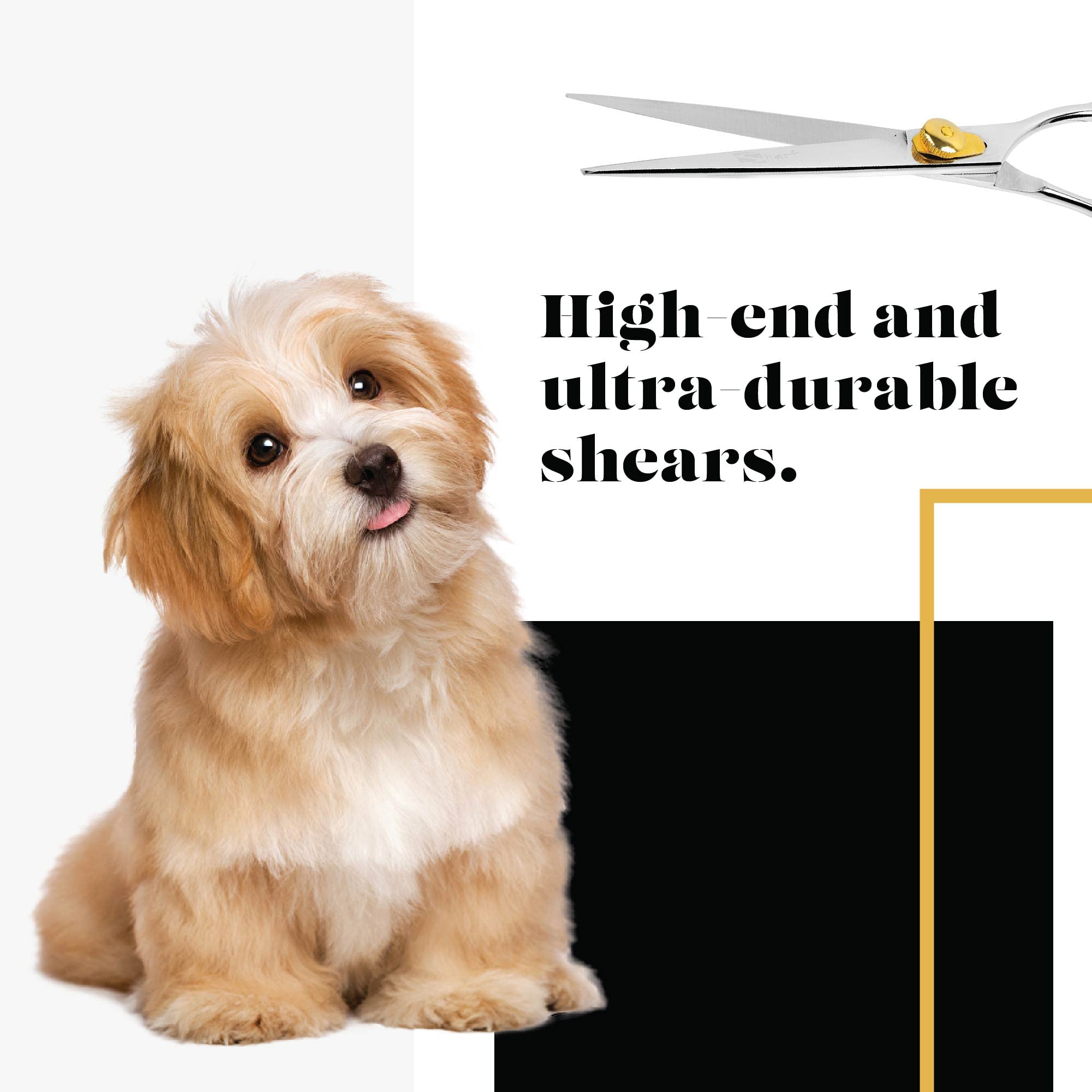Sharf Gold Touch Pet Grooming Shear | Straight Cat & Dog Grooming Scissors | 6.5 Inch | 440C Japanese Stainless Steel Pet Dog Shearing Scissors | Animal Shears With Removable Comfort Rings