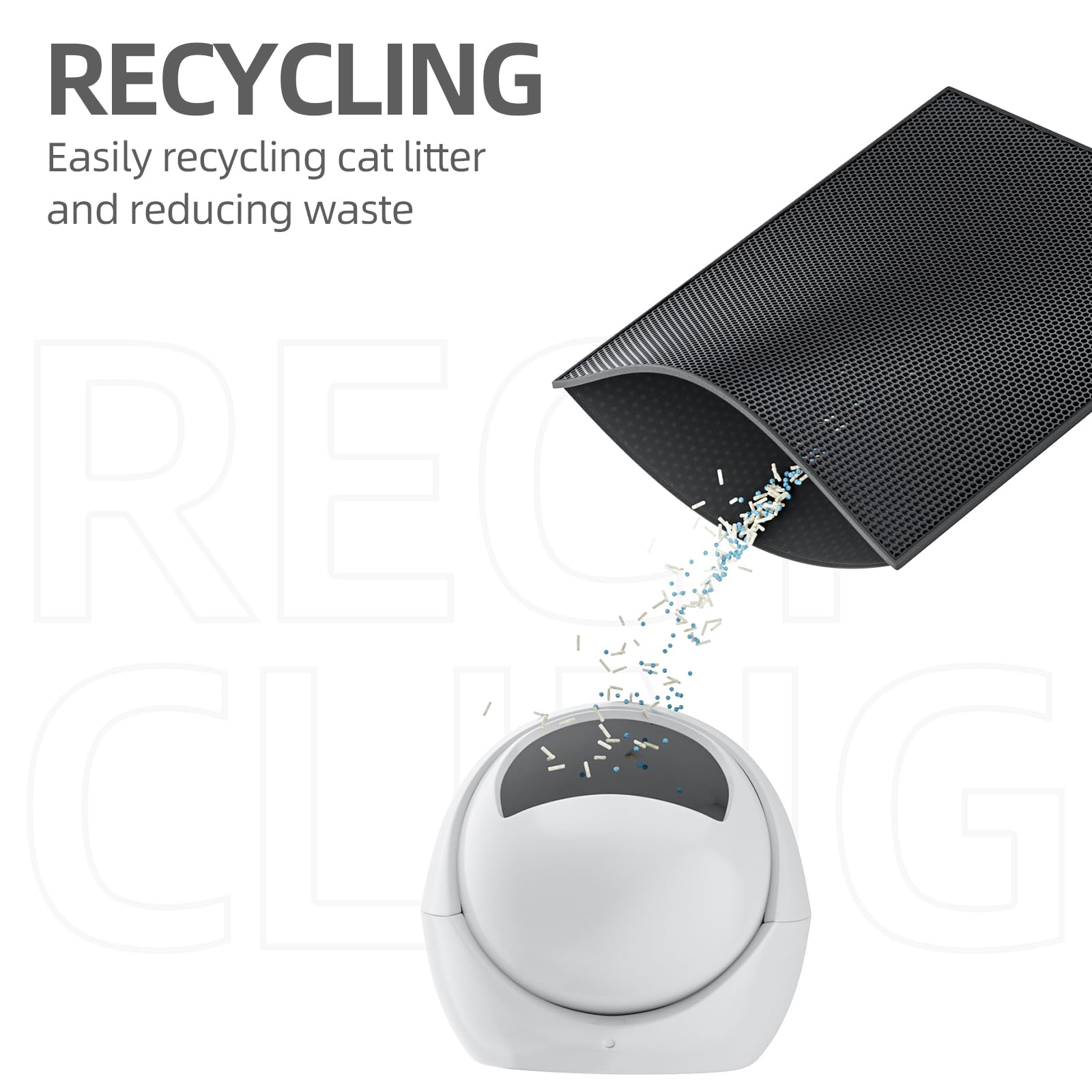 Esthello Cat Litter Mat, Cat Litter Trapping Mat, Honeycomb Double Layer Design, Easy To Clean,Washable (24  X 15  Black