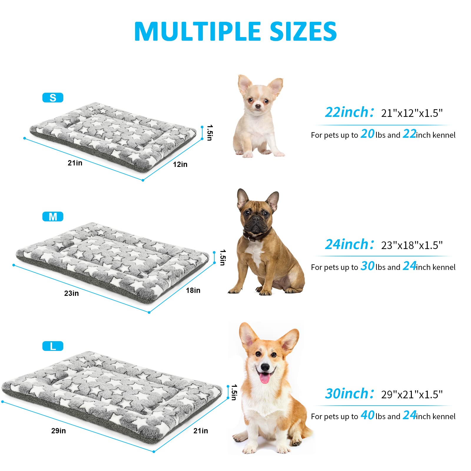 Kigmmro Dog Bed Mat, Reversible Dog Crate Pad For Medium Small Dogs, Portable And Soft Pet Bed Mat, Machine Washable Pet Bed Pad For 24-Inch Kennel