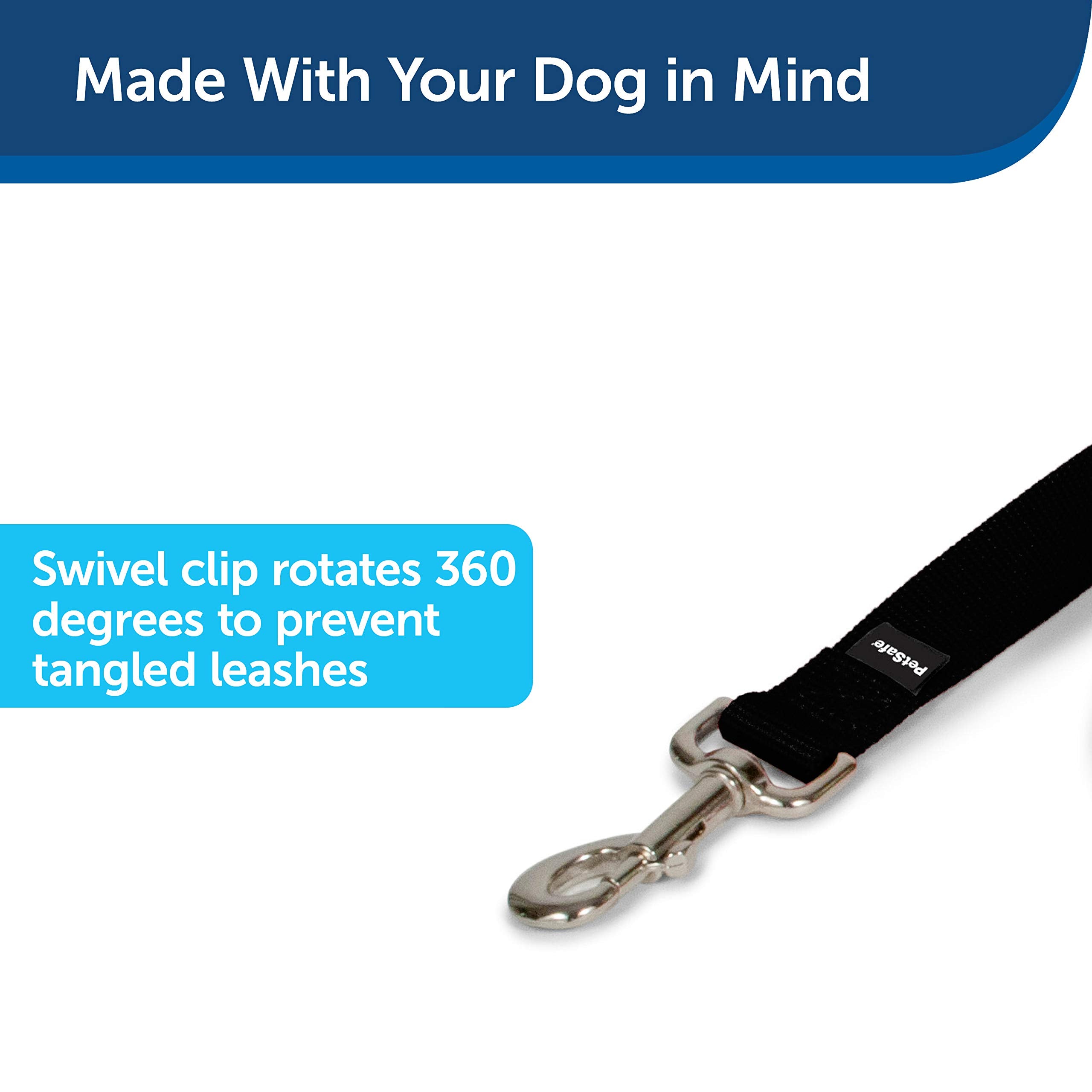 Petsafe Nylon Dog Leash – Strong, Durable, Traditional Style Leash With Easy To Use Bolt Snap For Small, Medium And Large Dogs – 3/8' X 6', Black