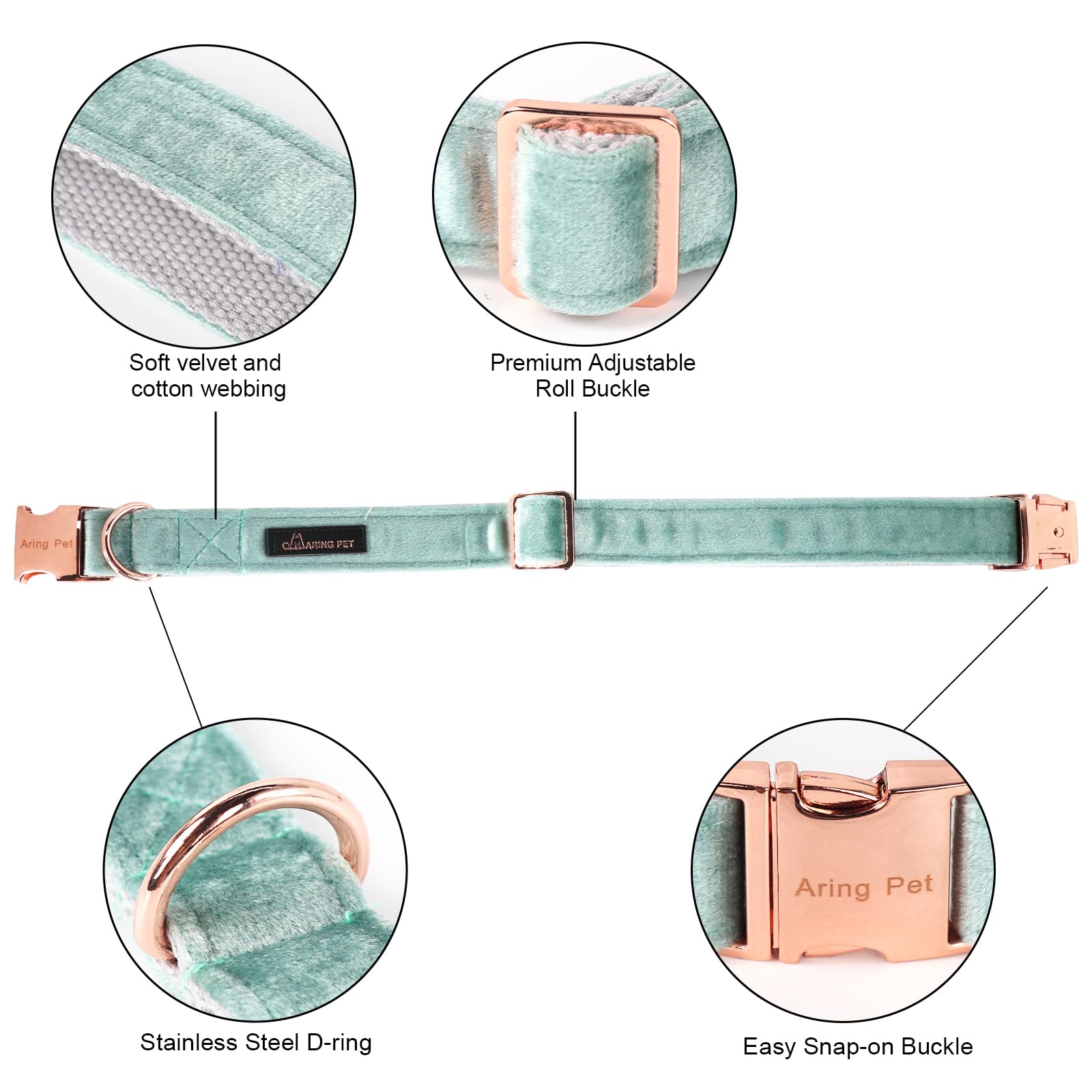 Aring Pet Velvet Dog Collars With Bow Tie, Dog Bowtie Collar, Adjustable Green Dog Collar,X-Large.