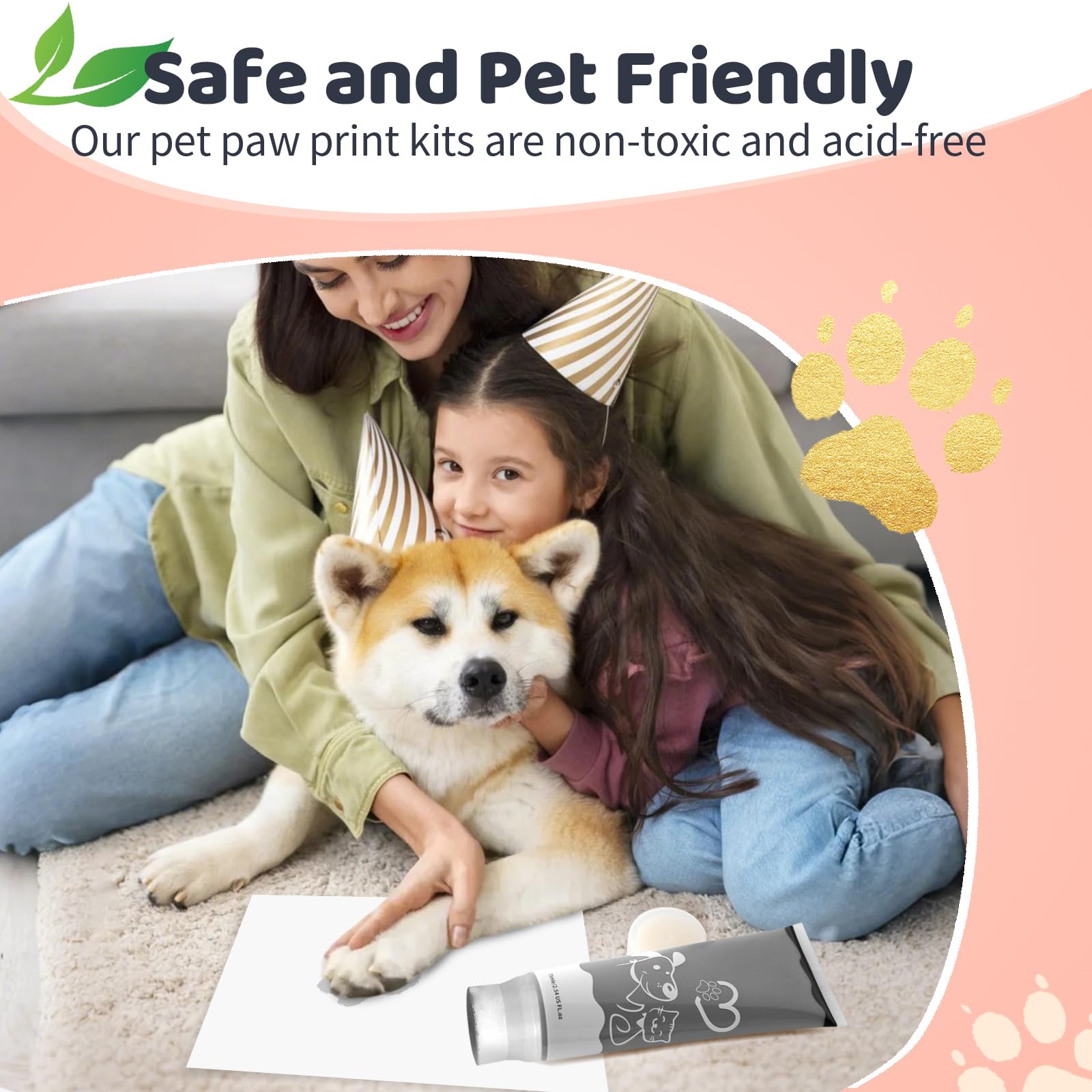 Nabance 2.54 Fl Oz Silver Pet Paw Print Friendly Ink Paint, Dog Cat Paw Print Safe Ink, Non-Toxic Acid-Free, Safe Gentle For Hom