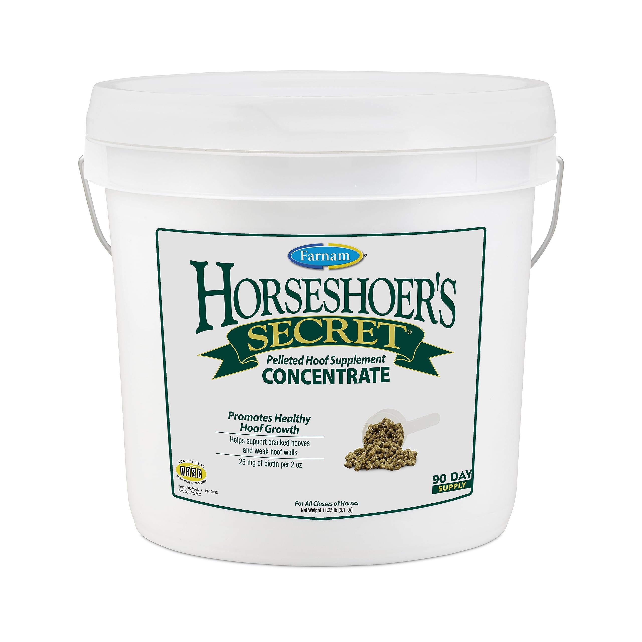 Farnam Horseshoers Secret Pelleted Hoof Supplements Concentrate, Economic formula with 25 mg. of biotin per 2 ounce serving, 11